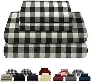 100% Cotton Double Brushed Flannel Sheet Set - 170 GSM Heavyweight, Deep Pockets, Pre-Shrunk & Anti-Pill, All Around Elastic