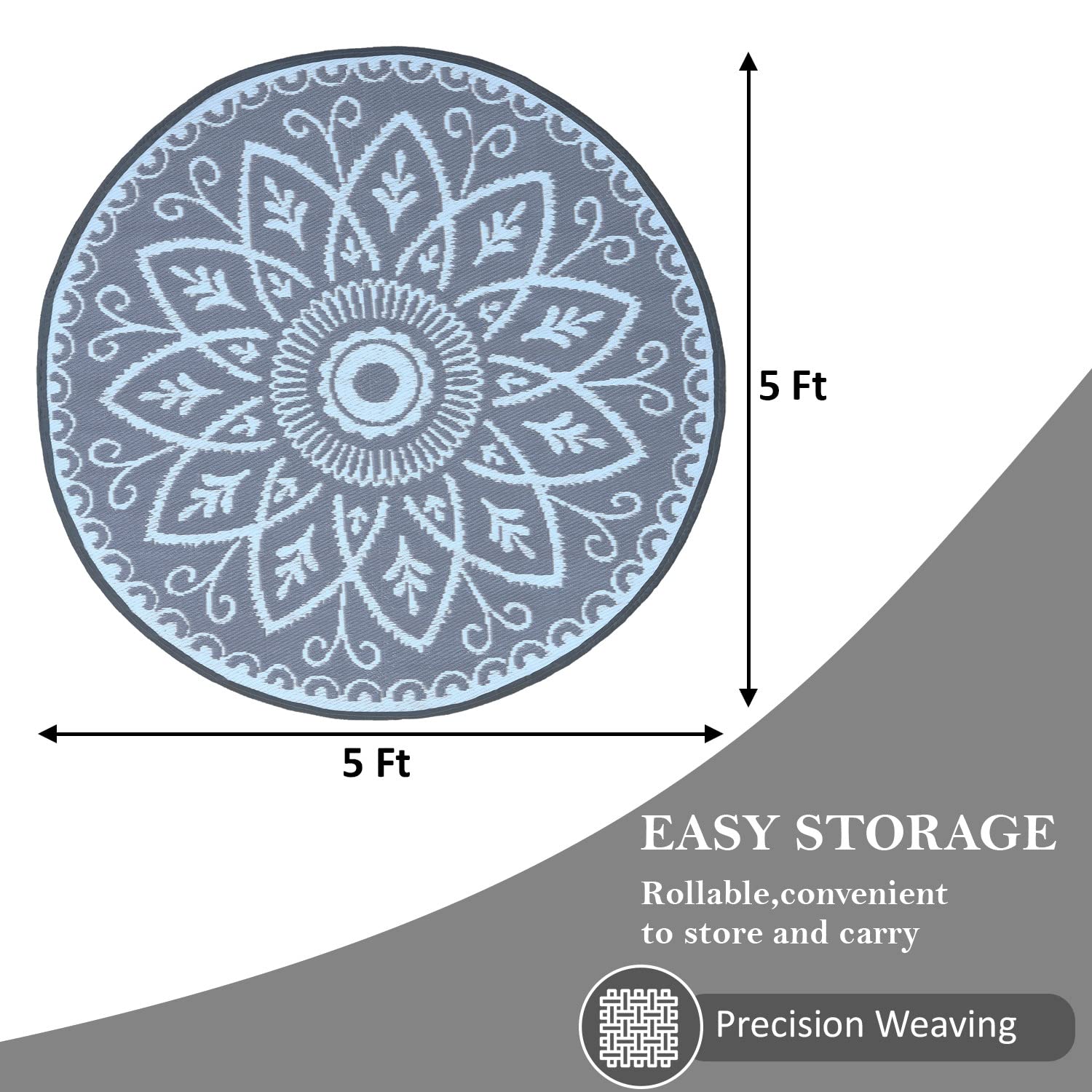 Lavish Touch Plastic Rug Indoor Outdoor Waterproof, Washable, Reversible, for Deck, Porch, Patio, Balcony and RV Camping Rug