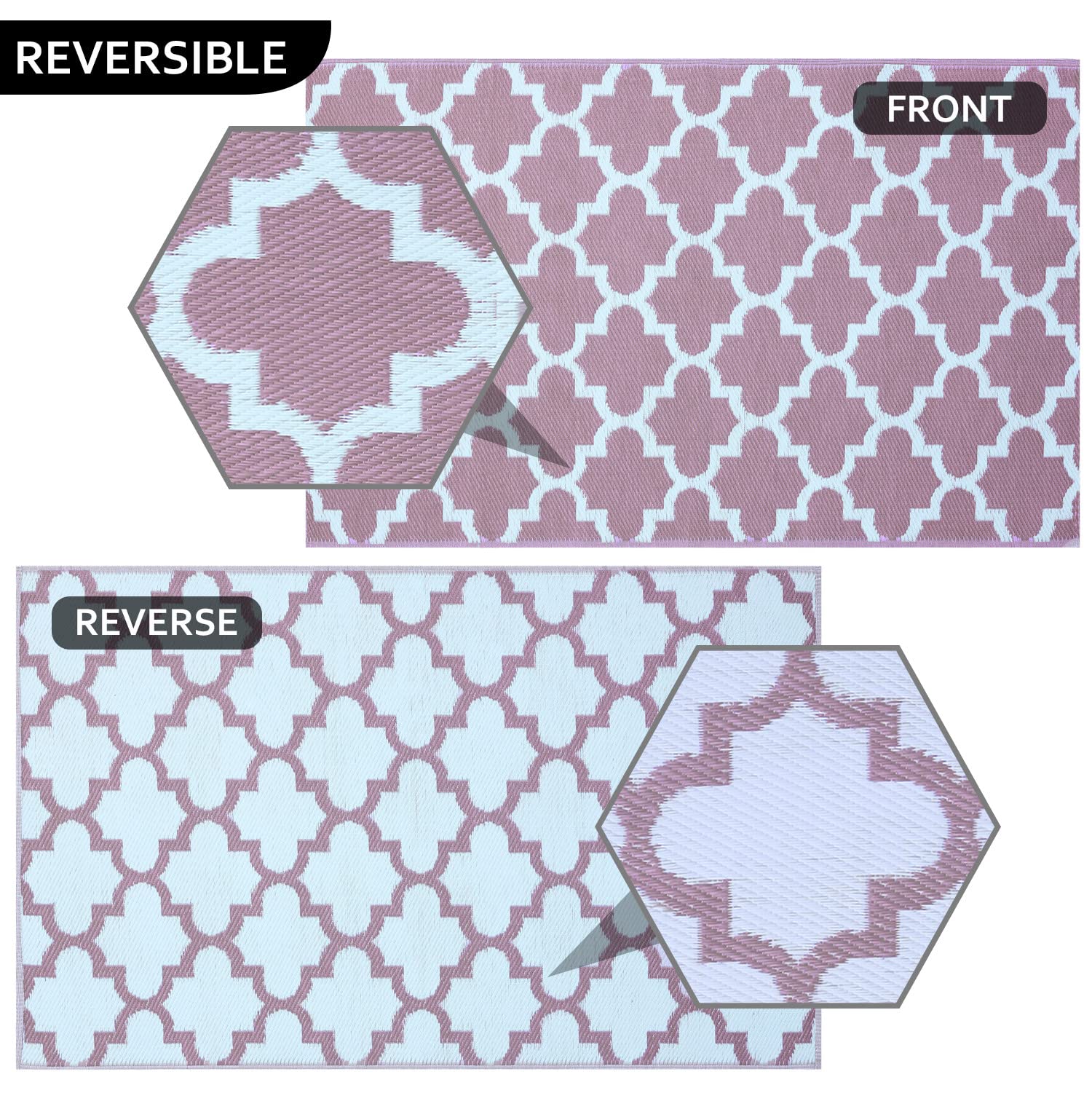 Lavish Touch Plastic Rug Indoor Outdoor Waterproof, Washable, Reversible, for Deck, Porch, Patio, Balcony and RV Camping Rug