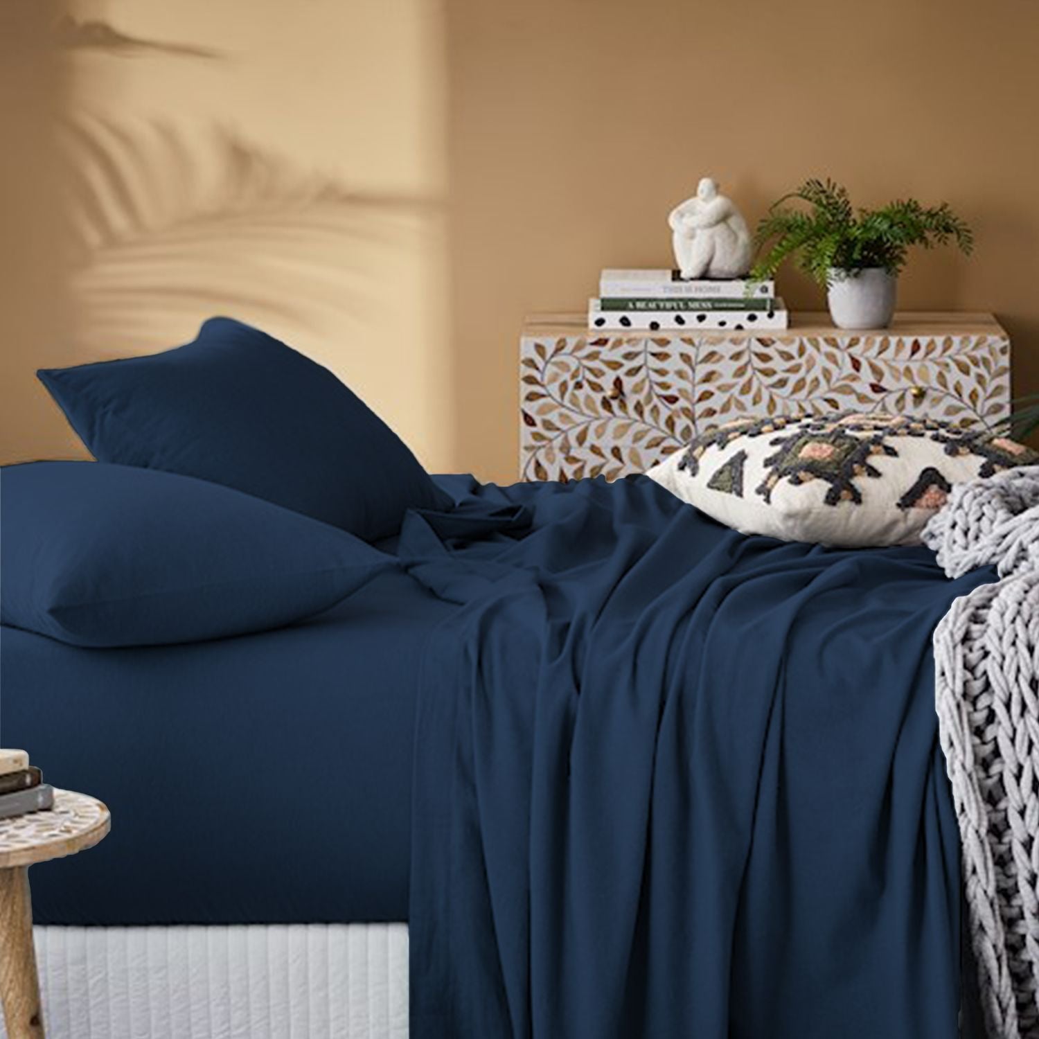 100% Cotton Double Brushed Flannel Sheet Set - 170 GSM Heavyweight, Deep Pockets, Pre-Shrunk & Anti-Pill, All Around Elastic