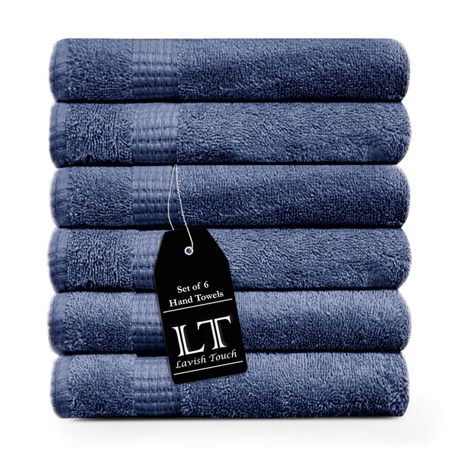 Lavish Touch 100% Cotton Melrose Hand Towels Set Pack of 6 - Zenvias