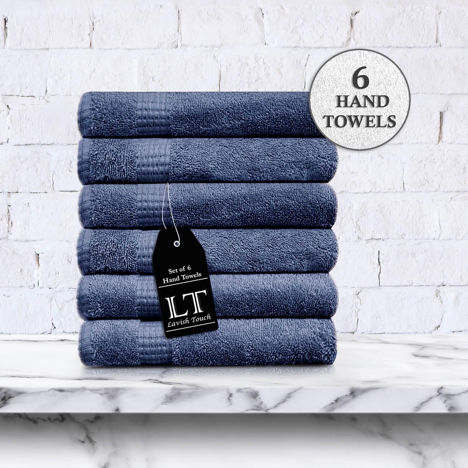 Lavish Touch 100% Cotton Melrose Hand Towels Set Pack of 6 - Zenvias