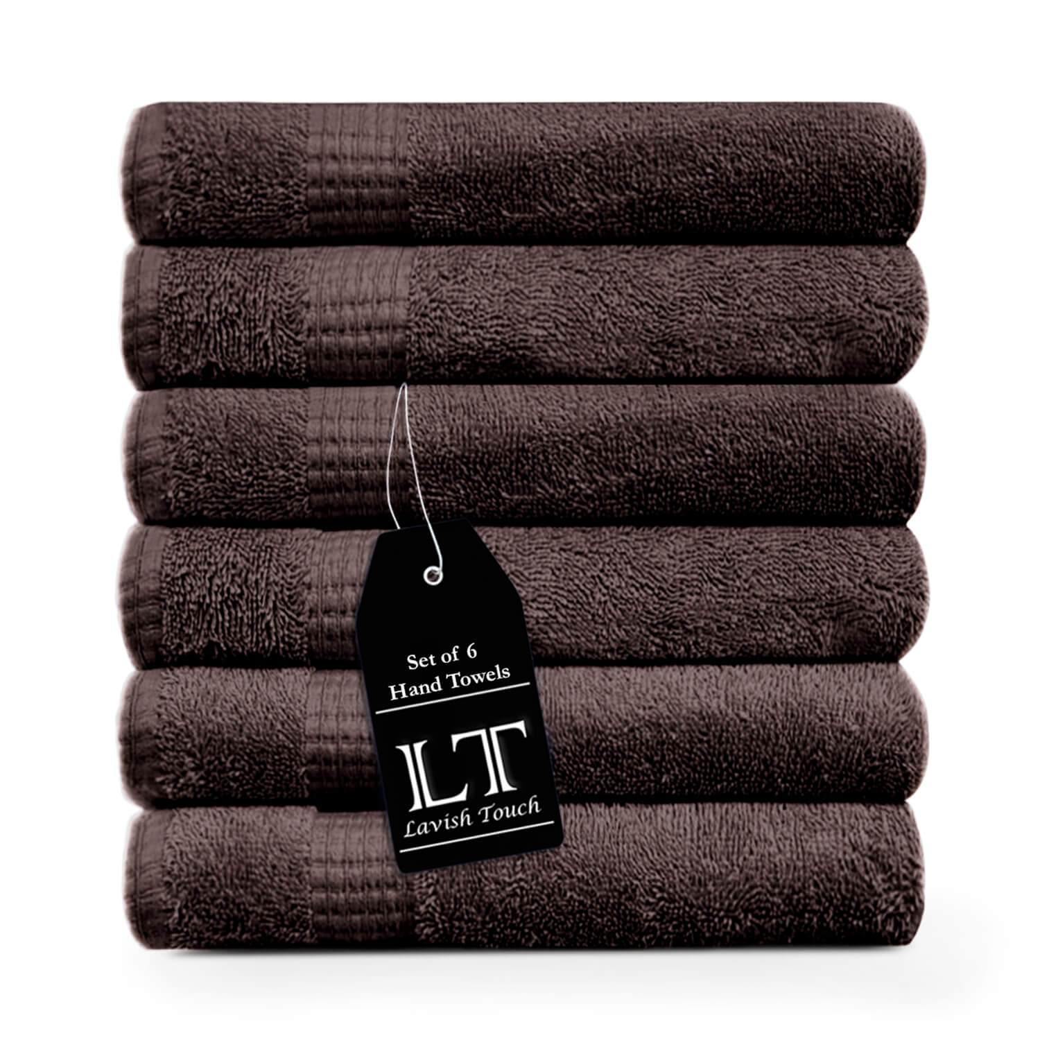 Lavish Touch 100% Cotton Melrose Hand Towels Set Pack of 6 - Zenvias