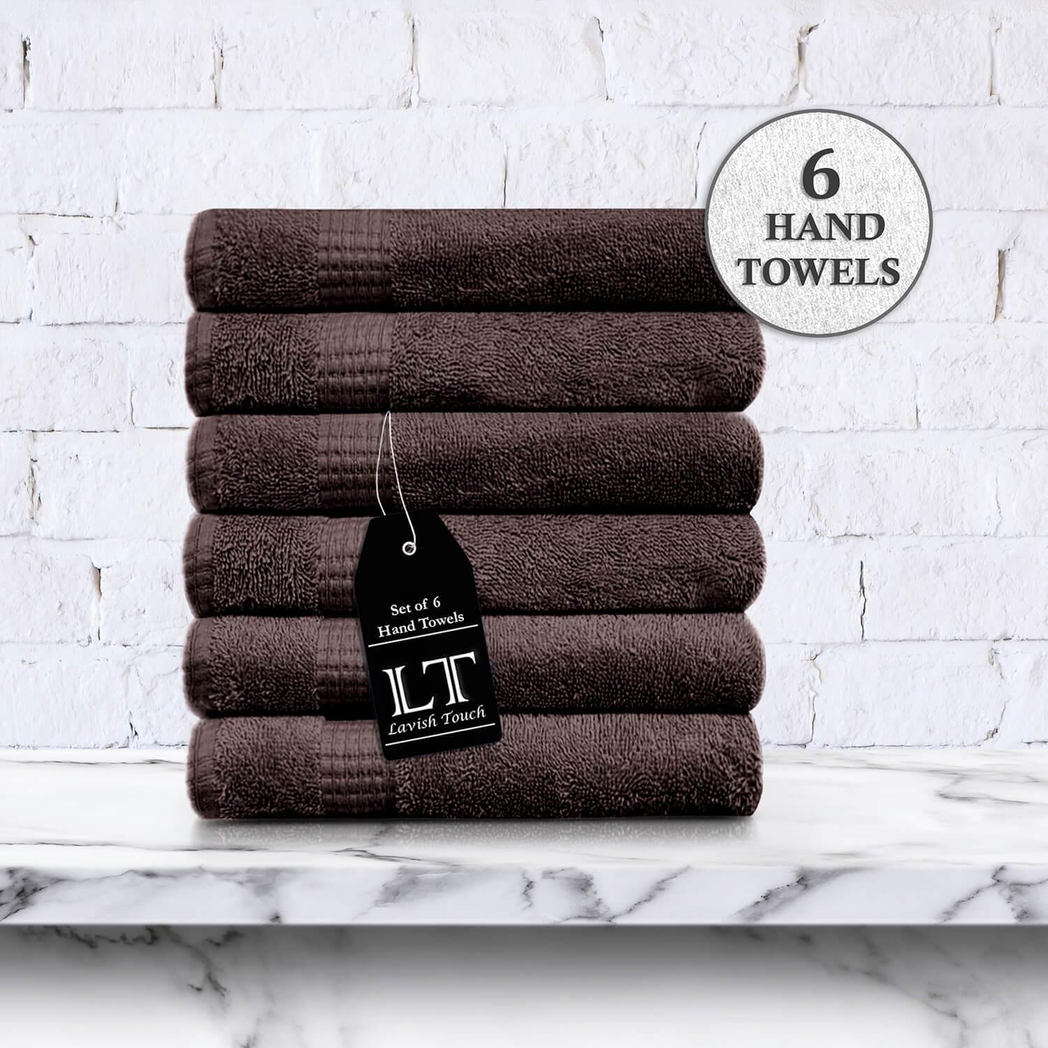 Lavish Touch 100% Cotton Melrose Hand Towels Set Pack of 6 - Zenvias