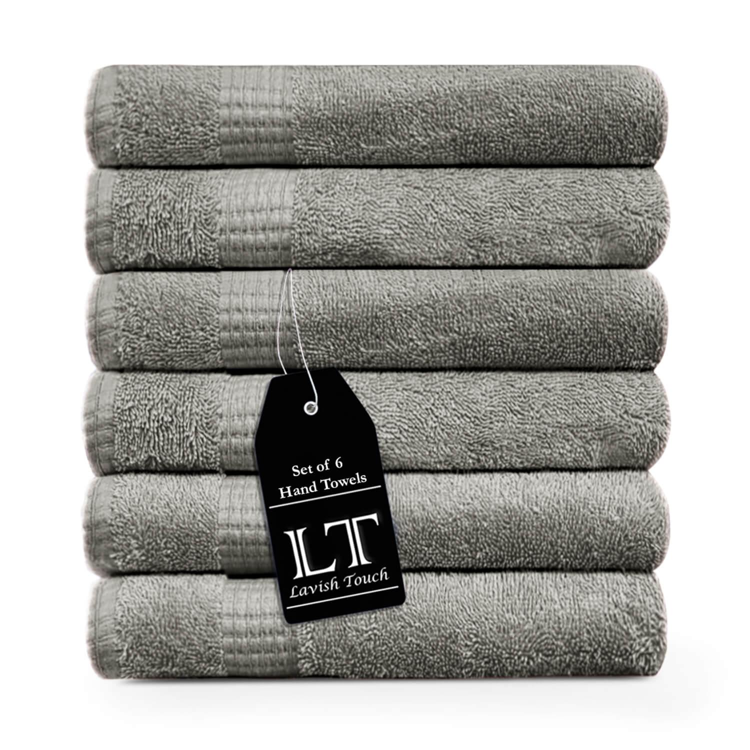 Lavish Touch 100% Cotton Melrose Hand Towels Set Pack of 6 - Zenvias
