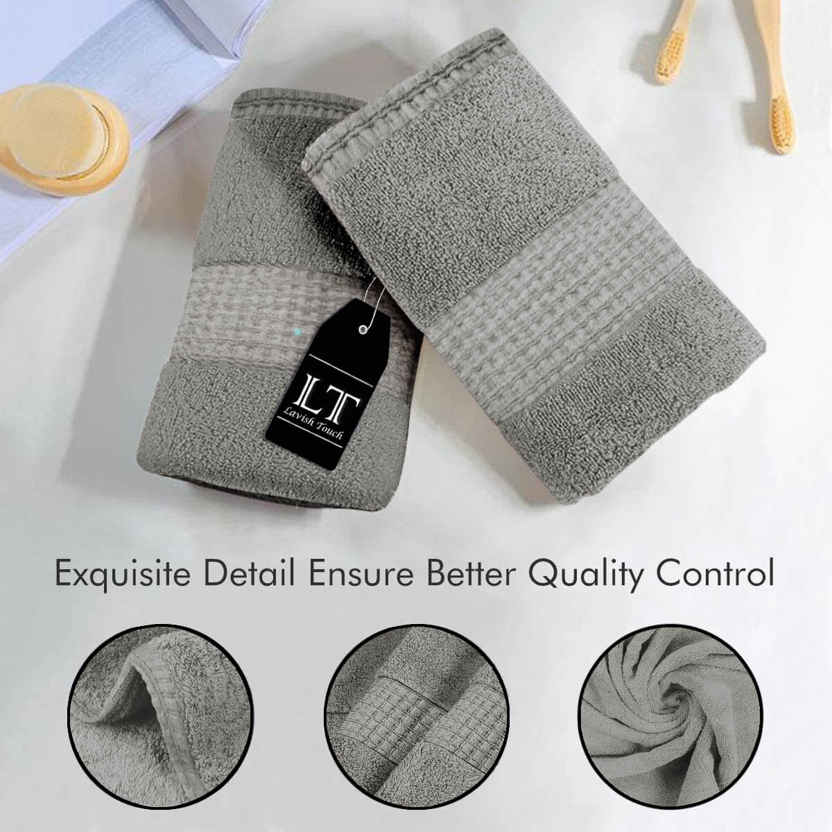 Lavish Touch 100% Cotton Melrose Hand Towels Set Pack of 6 - Zenvias