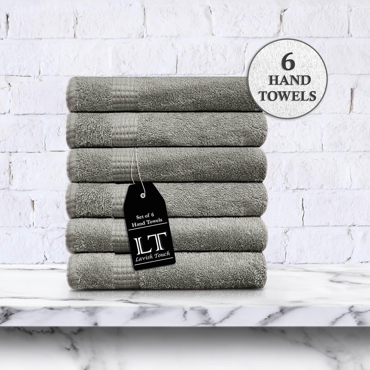 Lavish Touch 100% Cotton Melrose Hand Towels Set Pack of 6 - Zenvias