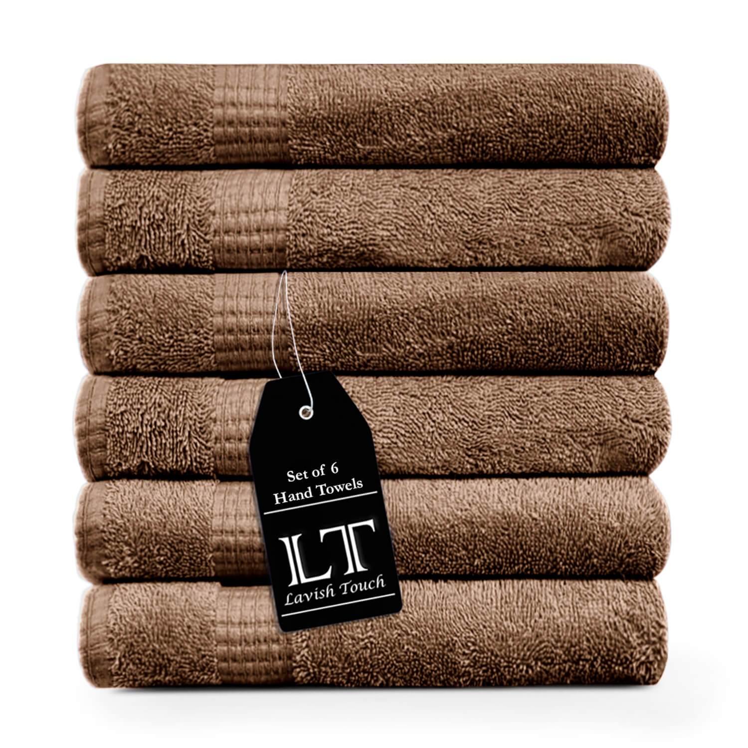 Lavish Touch 100% Cotton Melrose Hand Towels Set Pack of 6 - Zenvias