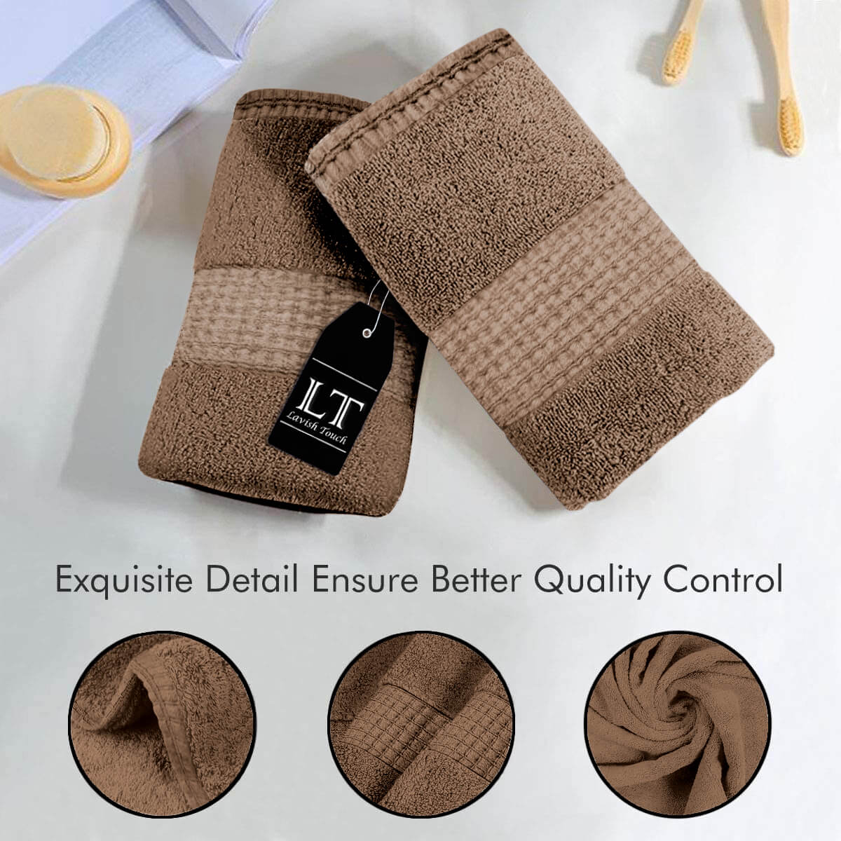 Lavish Touch 100% Cotton Melrose Hand Towels Set Pack of 6 - Zenvias