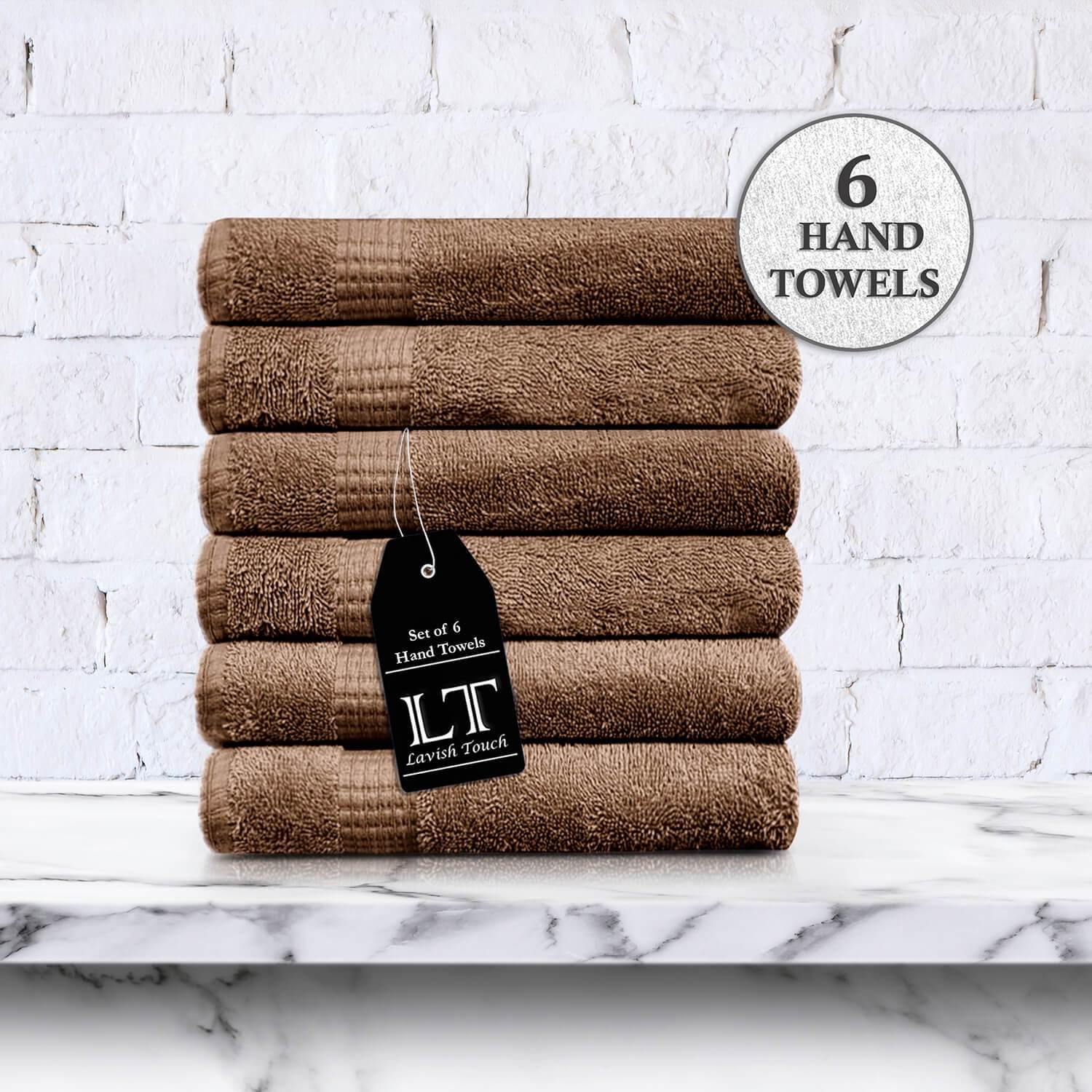 Lavish Touch 100% Cotton Melrose Hand Towels Set Pack of 6 - Zenvias