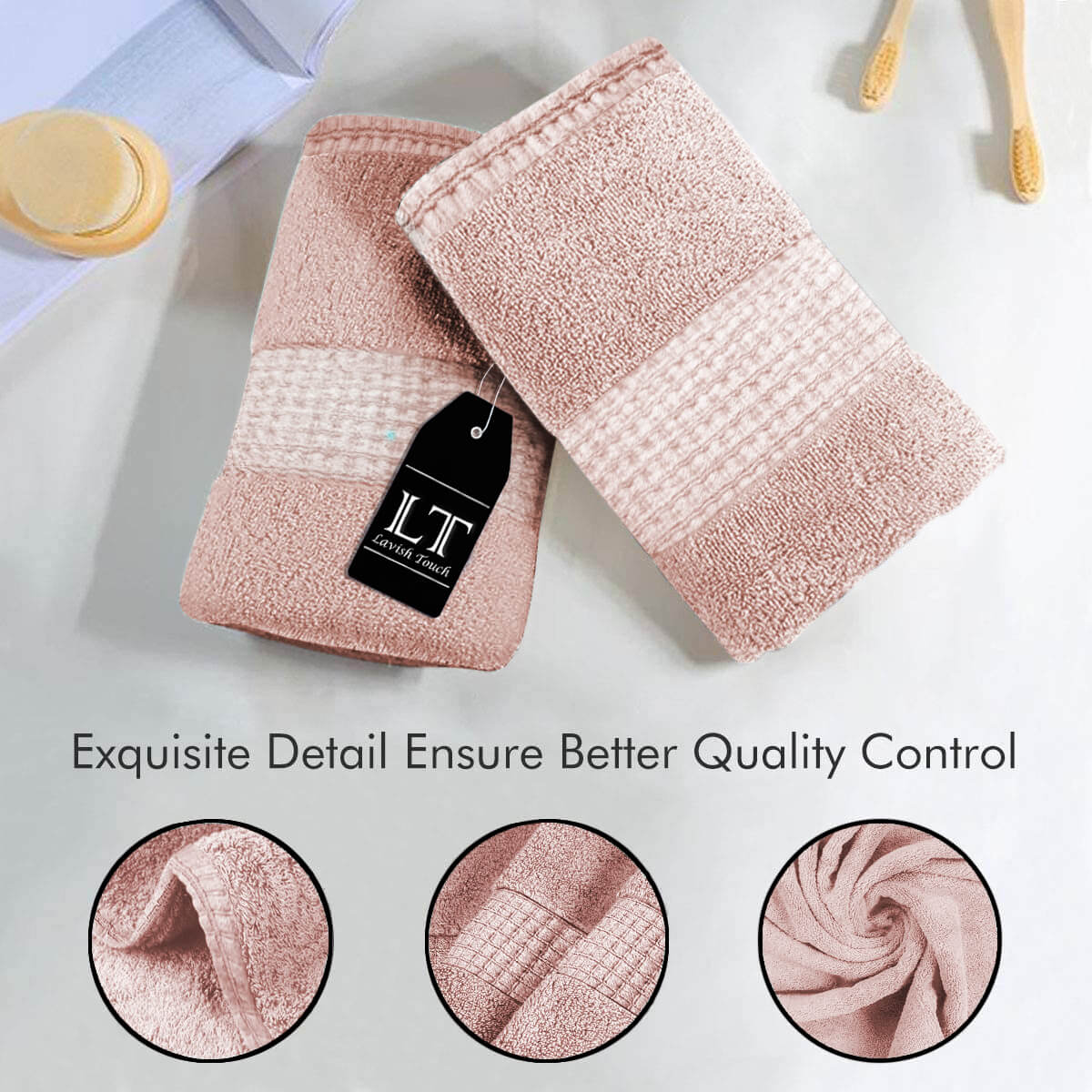 Lavish Touch 100% Cotton Melrose Hand Towels Set Pack of 6 - Zenvias