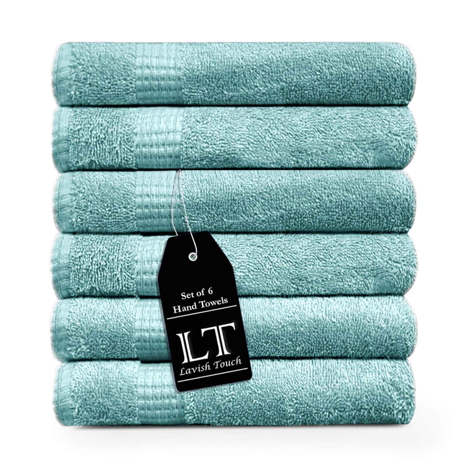 Lavish Touch 100% Cotton Melrose Hand Towels Set Pack of 6 - Zenvias
