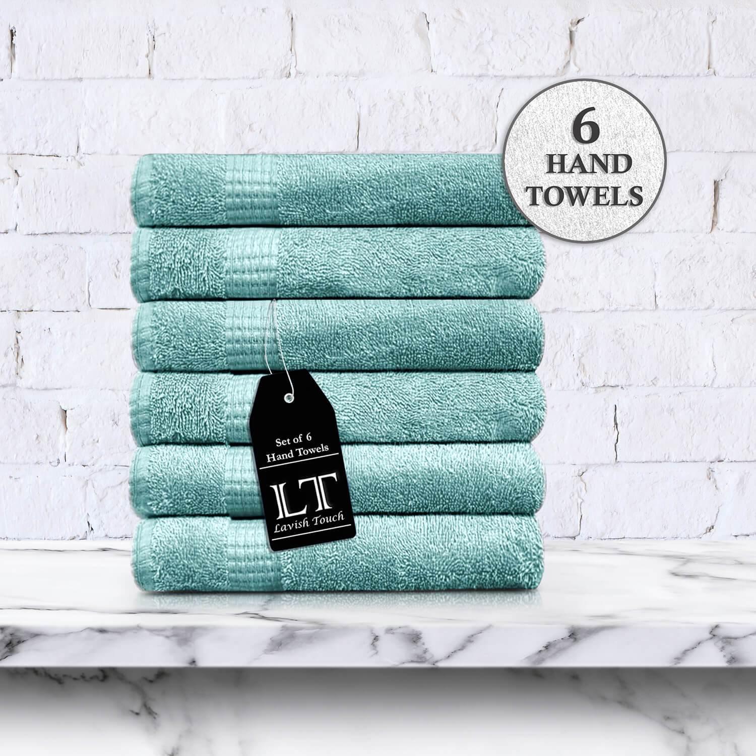 Lavish Touch 100% Cotton Melrose Hand Towels Set Pack of 6 - Zenvias