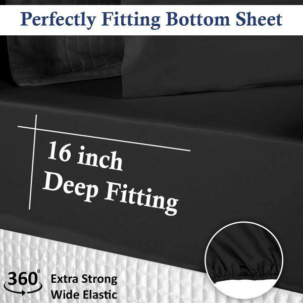 Lavish Touch 100% Cotton 500TC Queen Bed Sheet Set 4 Pcs Zenvias