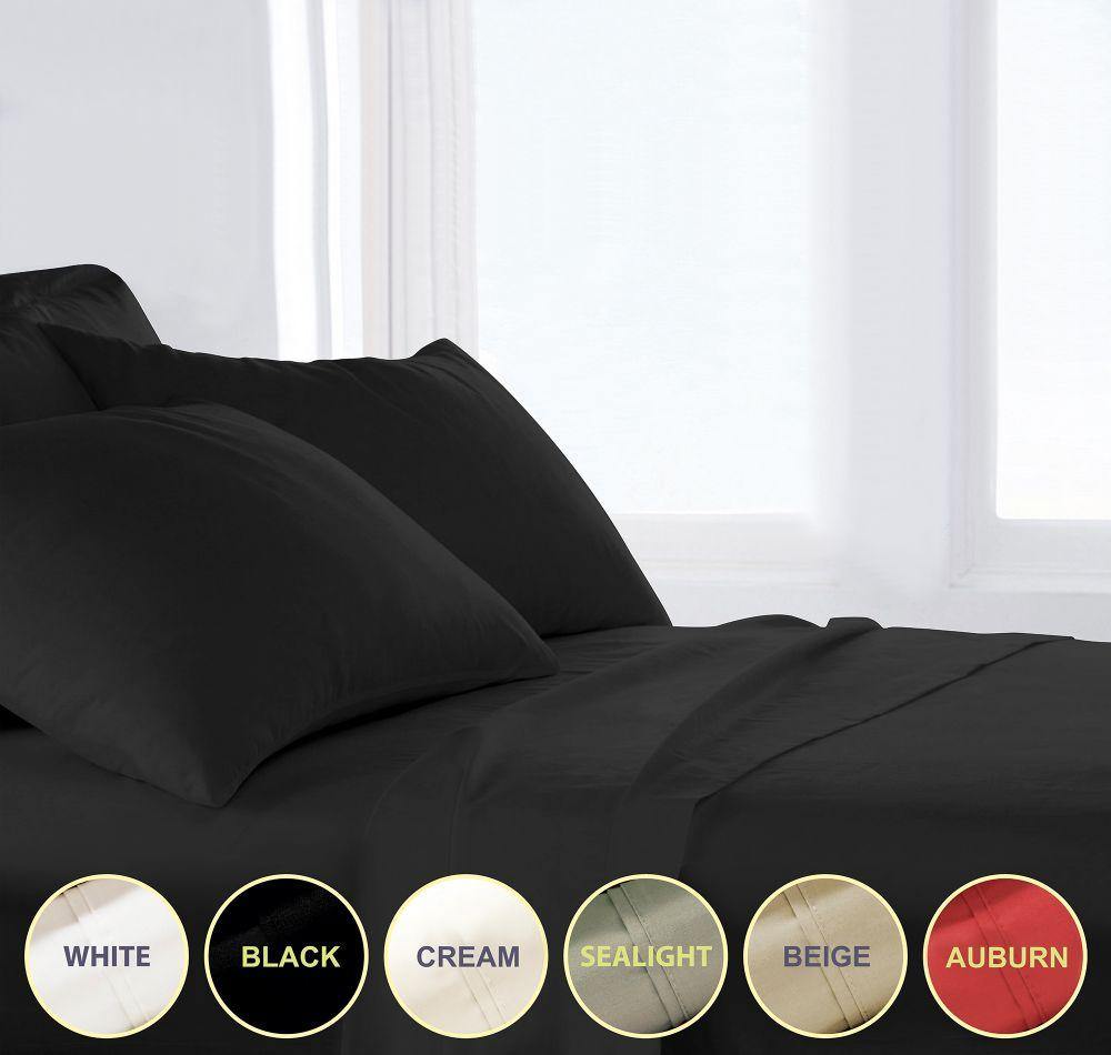 Lavish Touch 100% Cotton 500TC Queen Bed Sheet Set 4 Pcs Zenvias