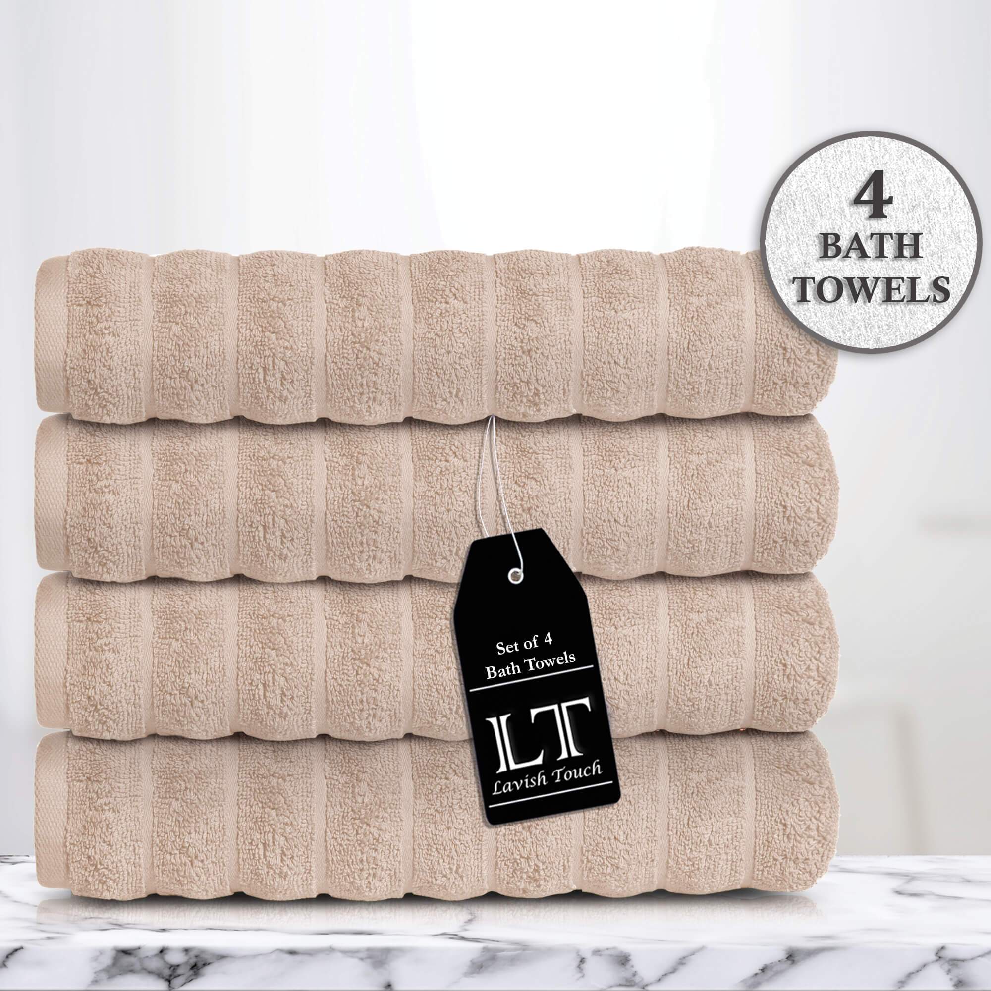 Lavish Touch 100% Cotton 650 GSM Bath Towels Pack of 4 - Zenvias