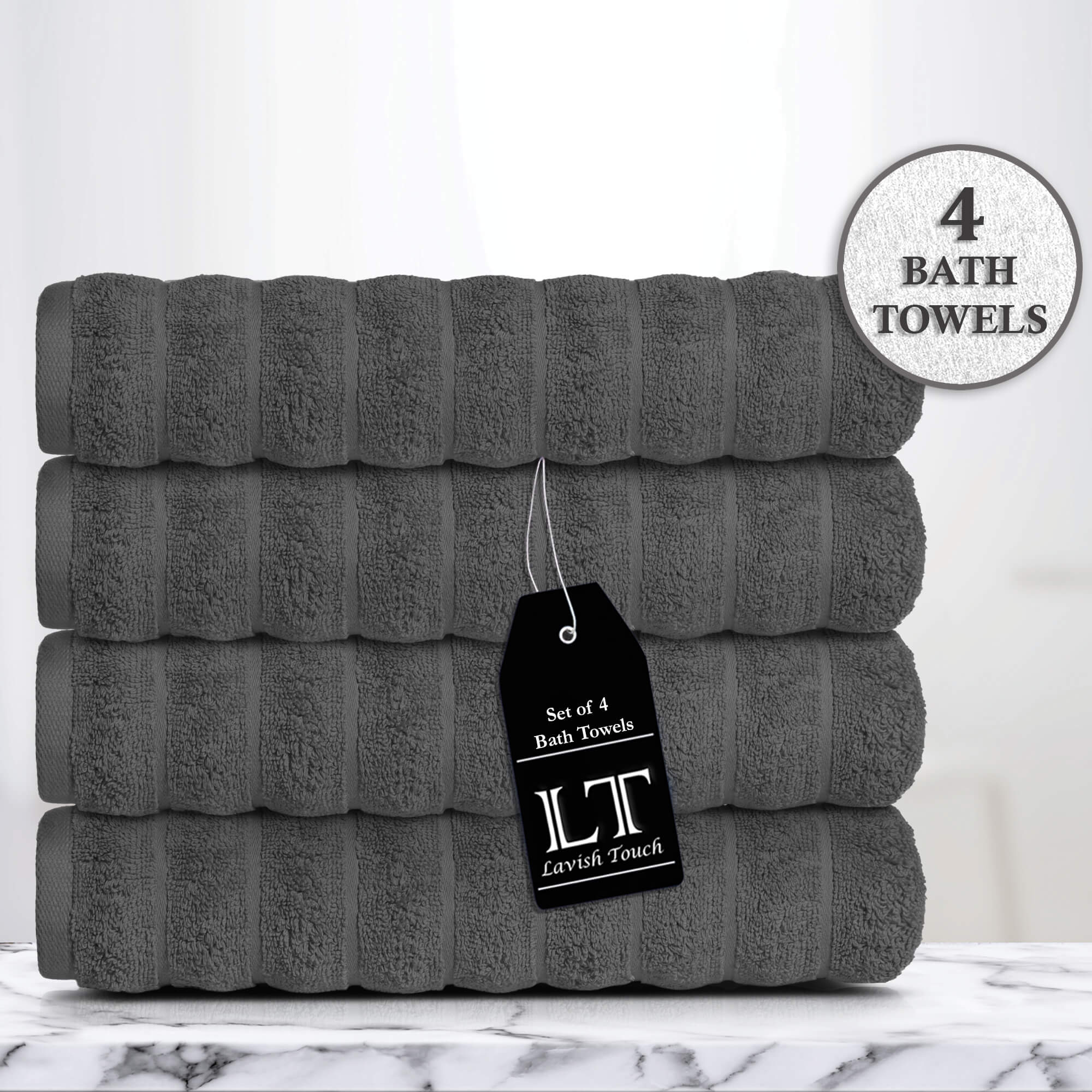 Lavish Touch 100% Cotton 650 GSM Bath Towels Pack of 4 - Zenvias