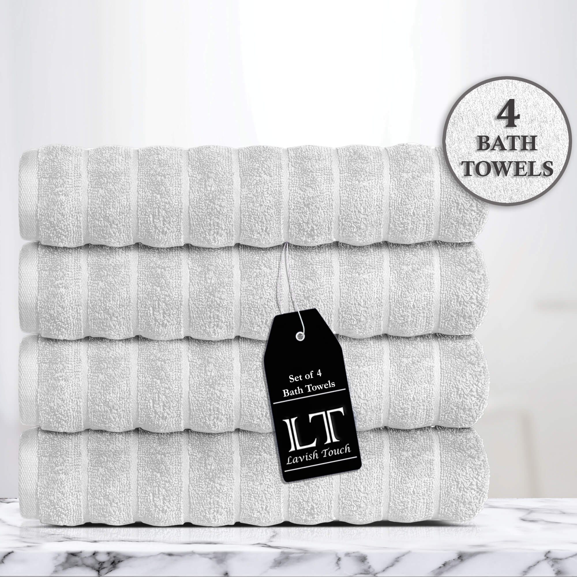 Lavish Touch 100% Cotton 650 GSM Bath Towels Pack of 4 - Zenvias