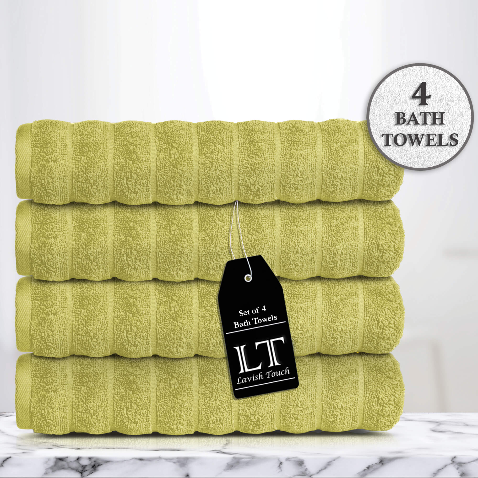 Lavish Touch 100% Cotton 650 GSM Bath Towels Pack of 4 - Zenvias