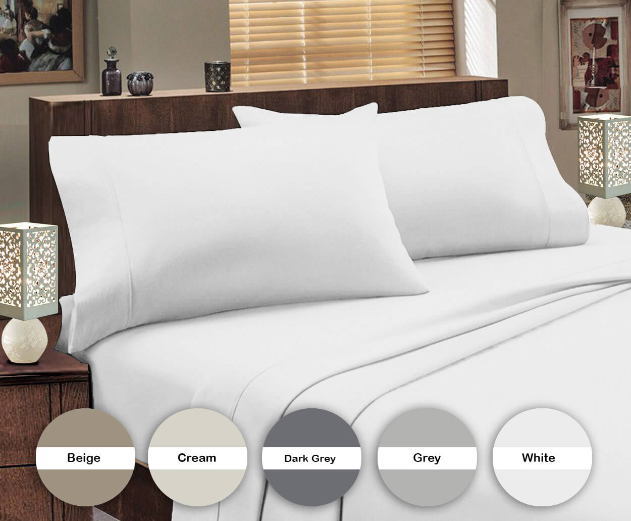 Lavish Touch 100% Cotton Microflannel Queen Sheet Set 4 Pcs - Zenvias