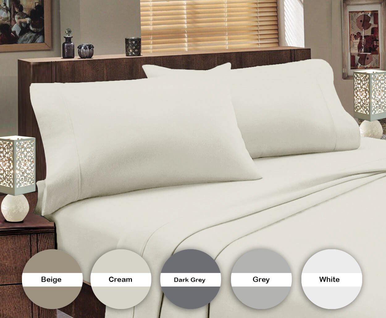 Lavish Touch 100% Cotton Microflannel Queen Sheet Set 4 Pcs - Zenvias