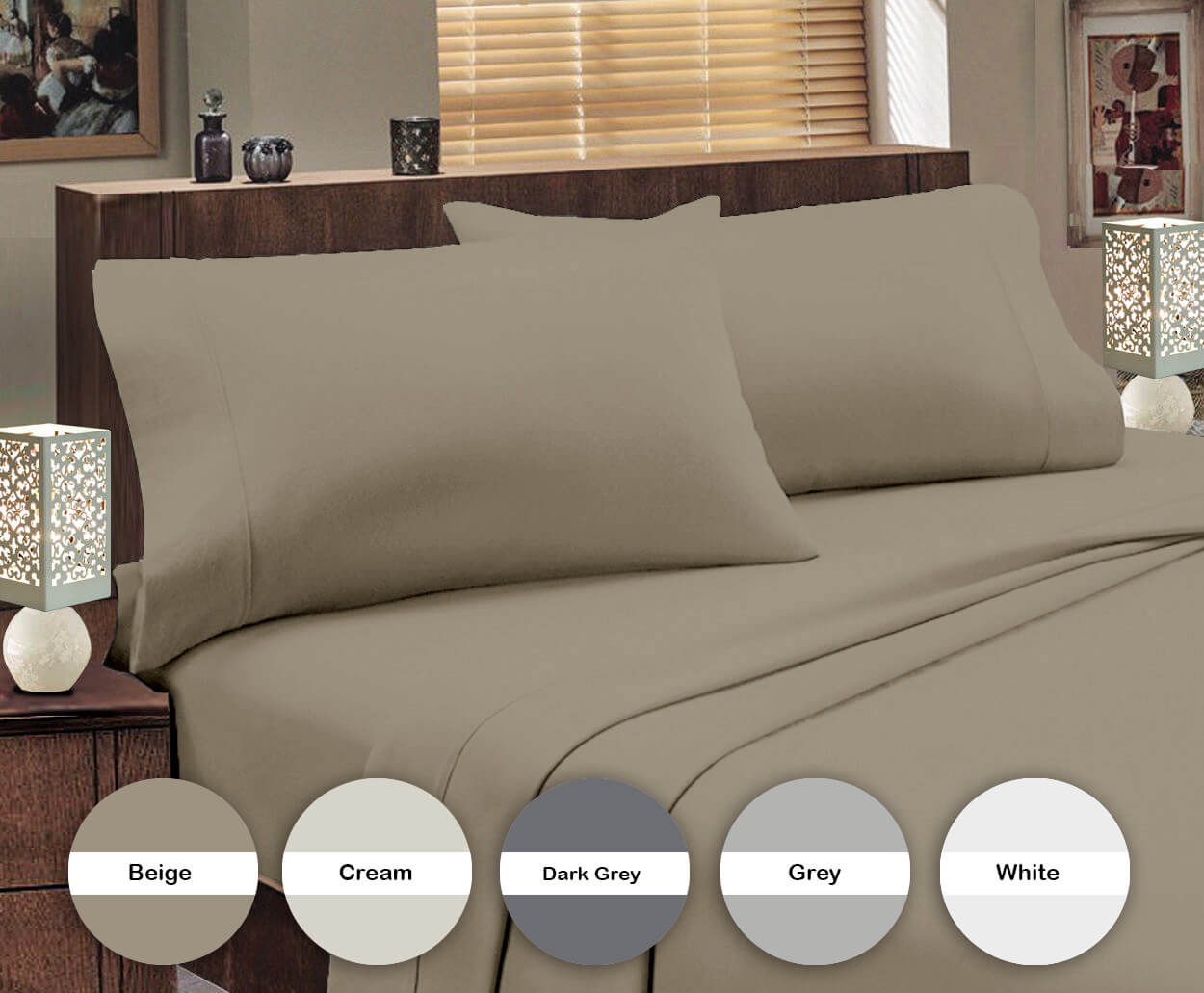 Lavish Touch 100% Cotton Microflannel Queen Sheet Set 4 Pcs - Zenvias