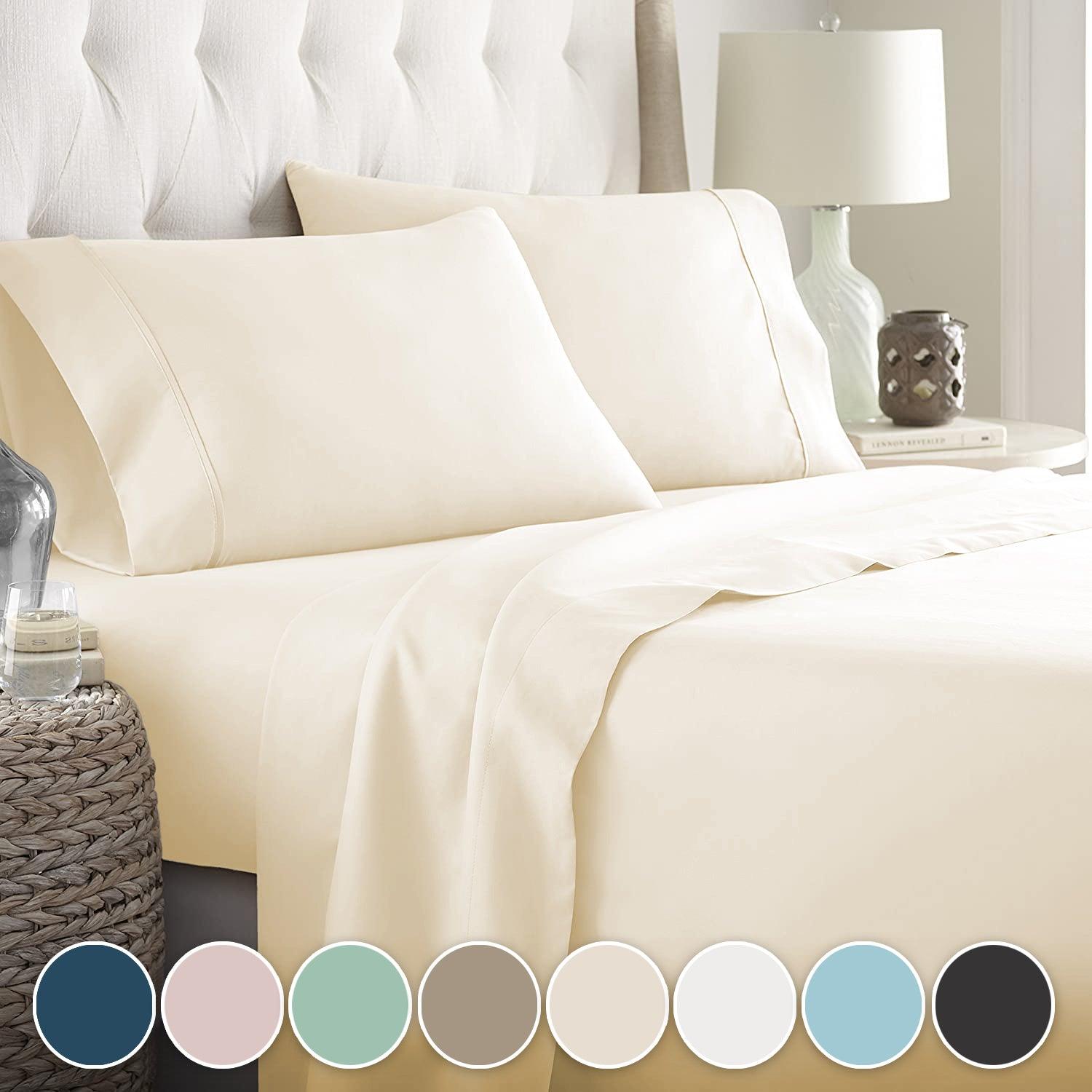 Lavish Touch 100% Cotton Mega King Bed 4pc Sheet Set - Mushroom - Zenvias