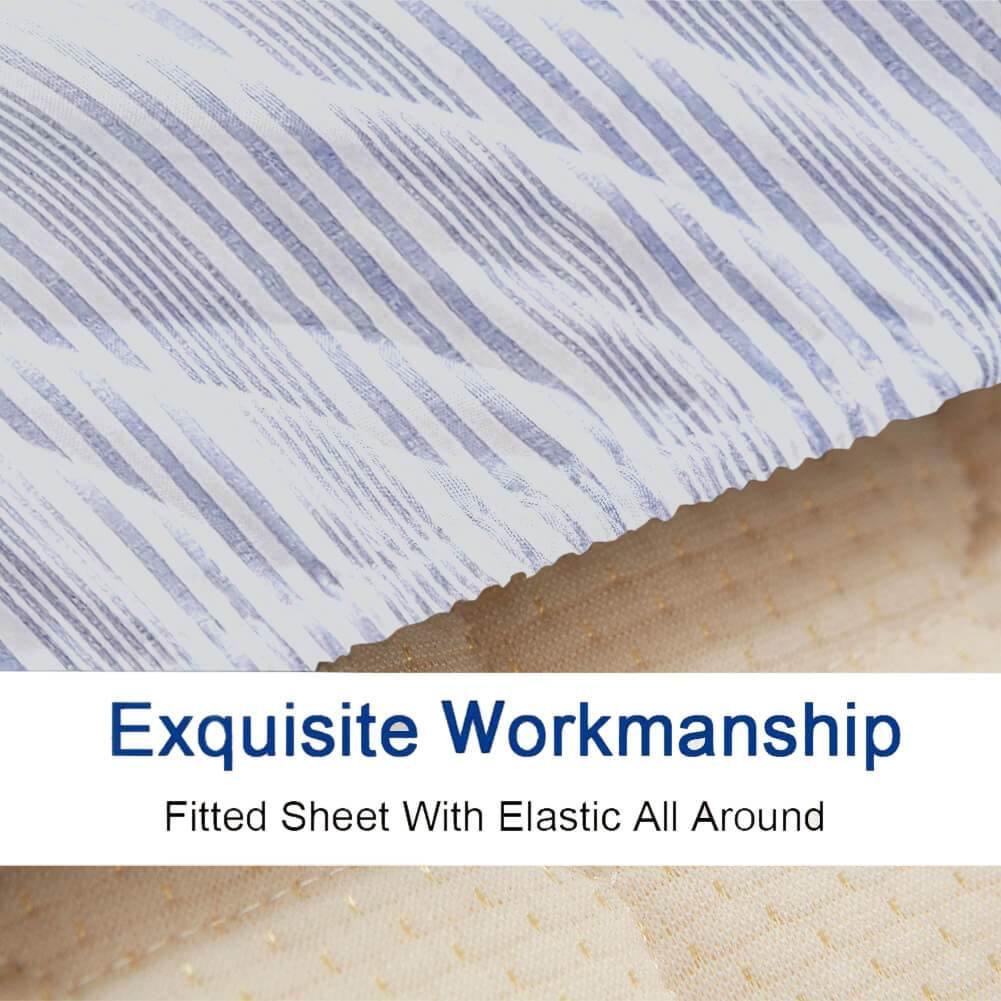 Lavish Touch 100% Cotton King Bed 4pc Sheet Set - Stripe - Zenvias