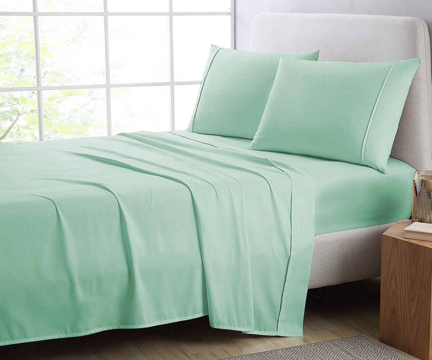 Lavish Touch 100% Cotton Mega King Bed 4pc Sheet Set - Mint - Zenvias