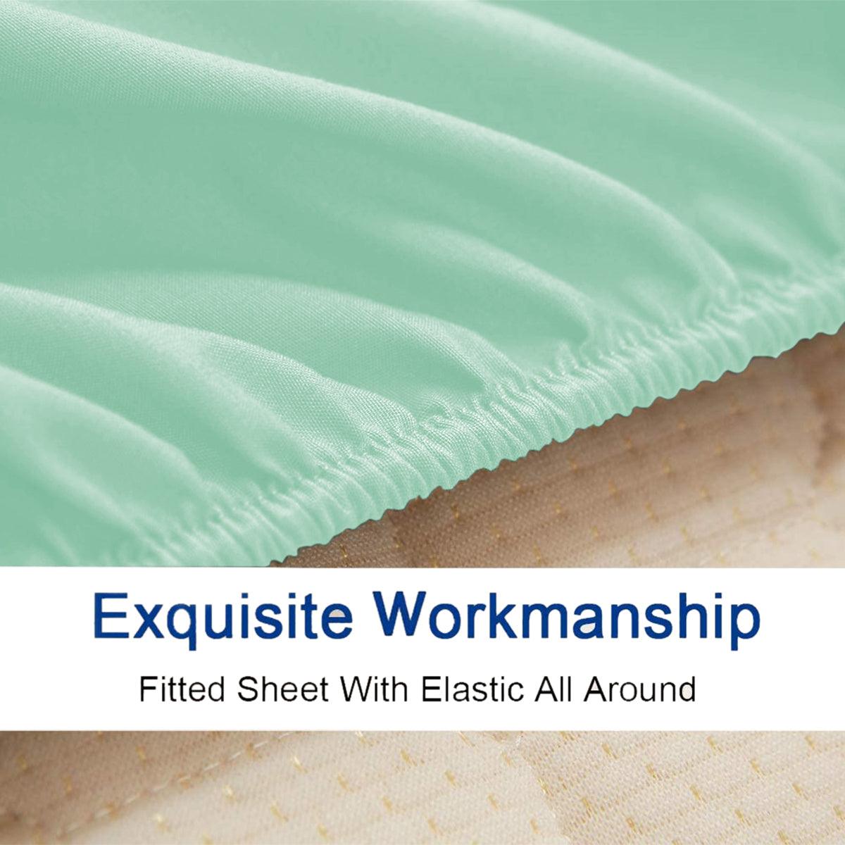 Lavish Touch 100% Cotton Mega King Bed 4pc Sheet Set - Mint - Zenvias