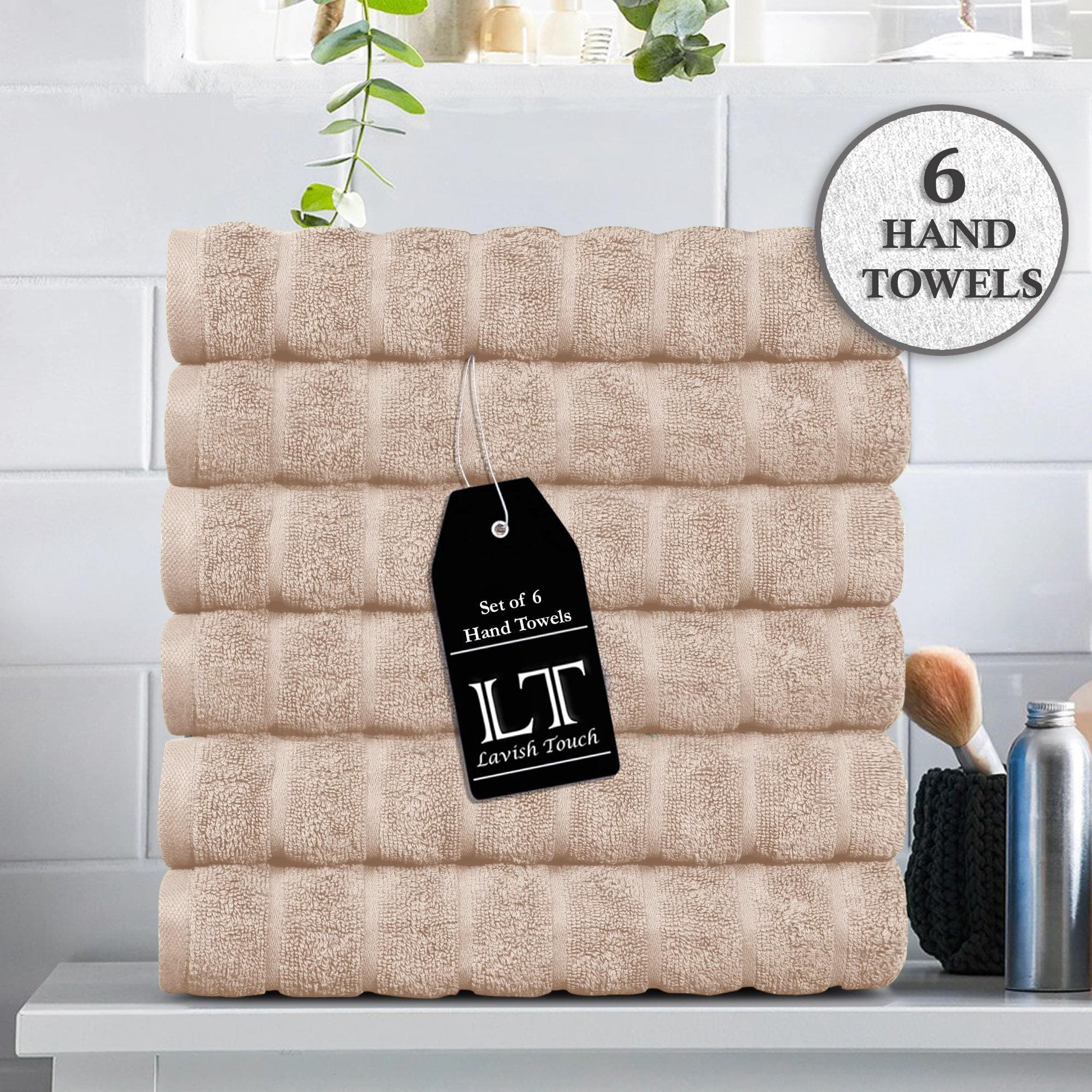 Lavish Touch 100% Cotton 600 GSM Hand Towels 6 Pcs - Zenvias