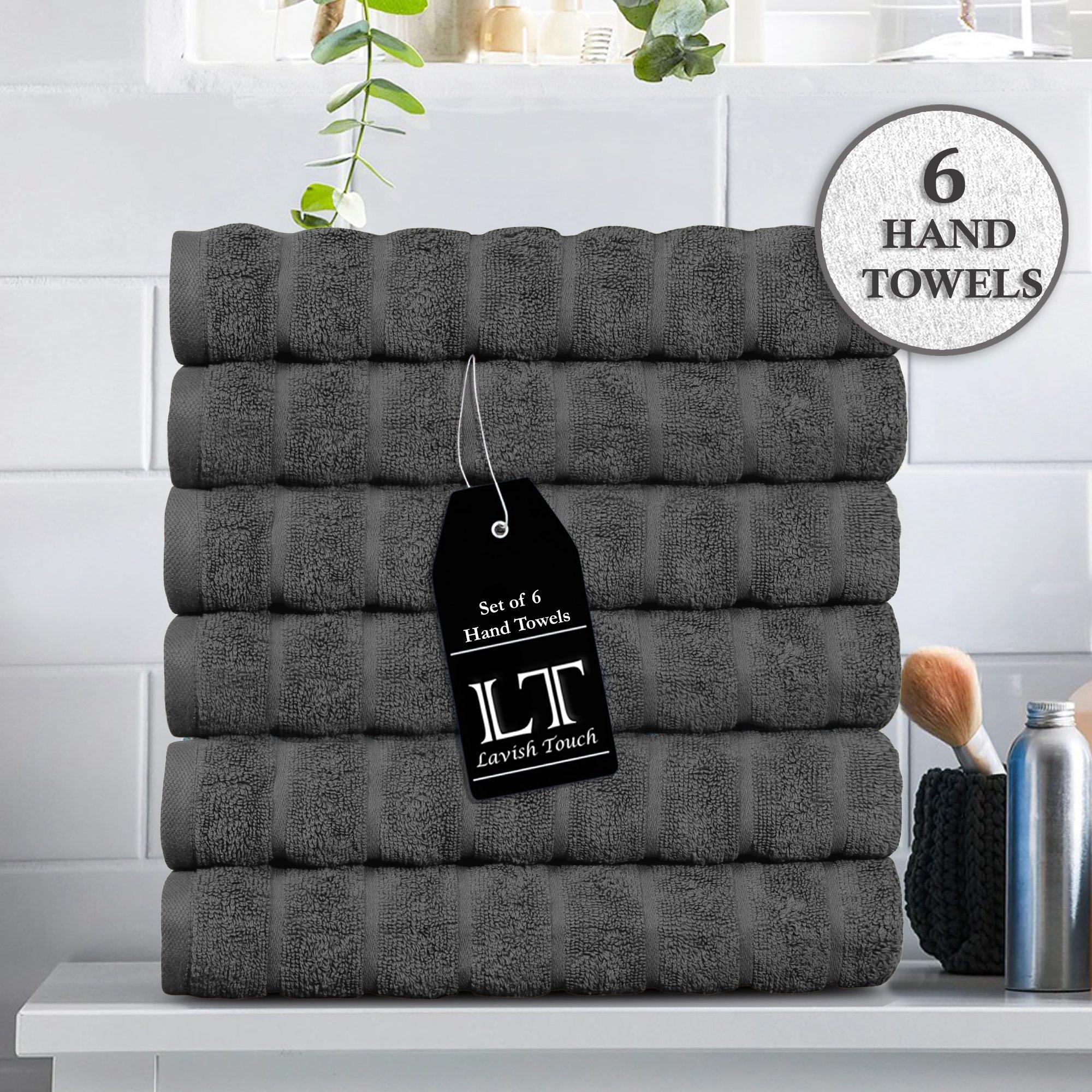Lavish Touch 100% Cotton 600 GSM Hand Towels 6 Pcs - Zenvias