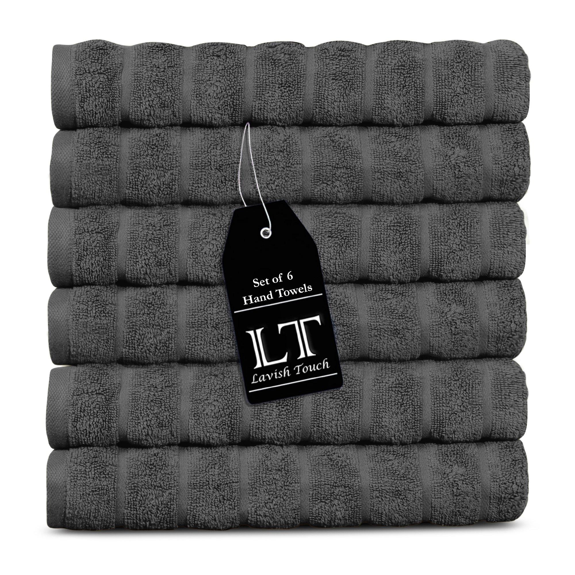 Lavish Touch 100% Cotton 600 GSM Hand Towels 6 Pcs - Zenvias