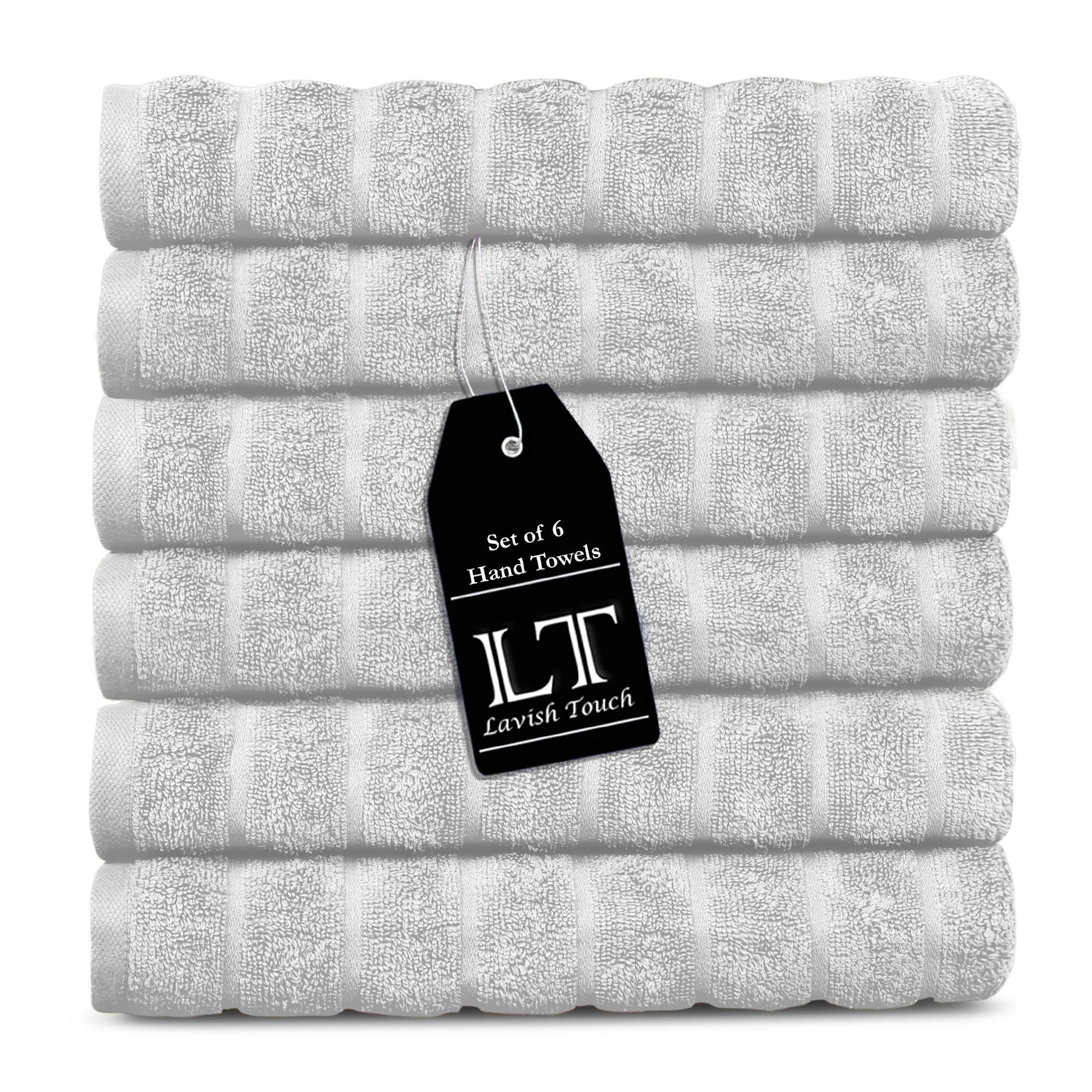 Lavish Touch 100% Cotton 600 GSM Hand Towels 6 Pcs - Zenvias