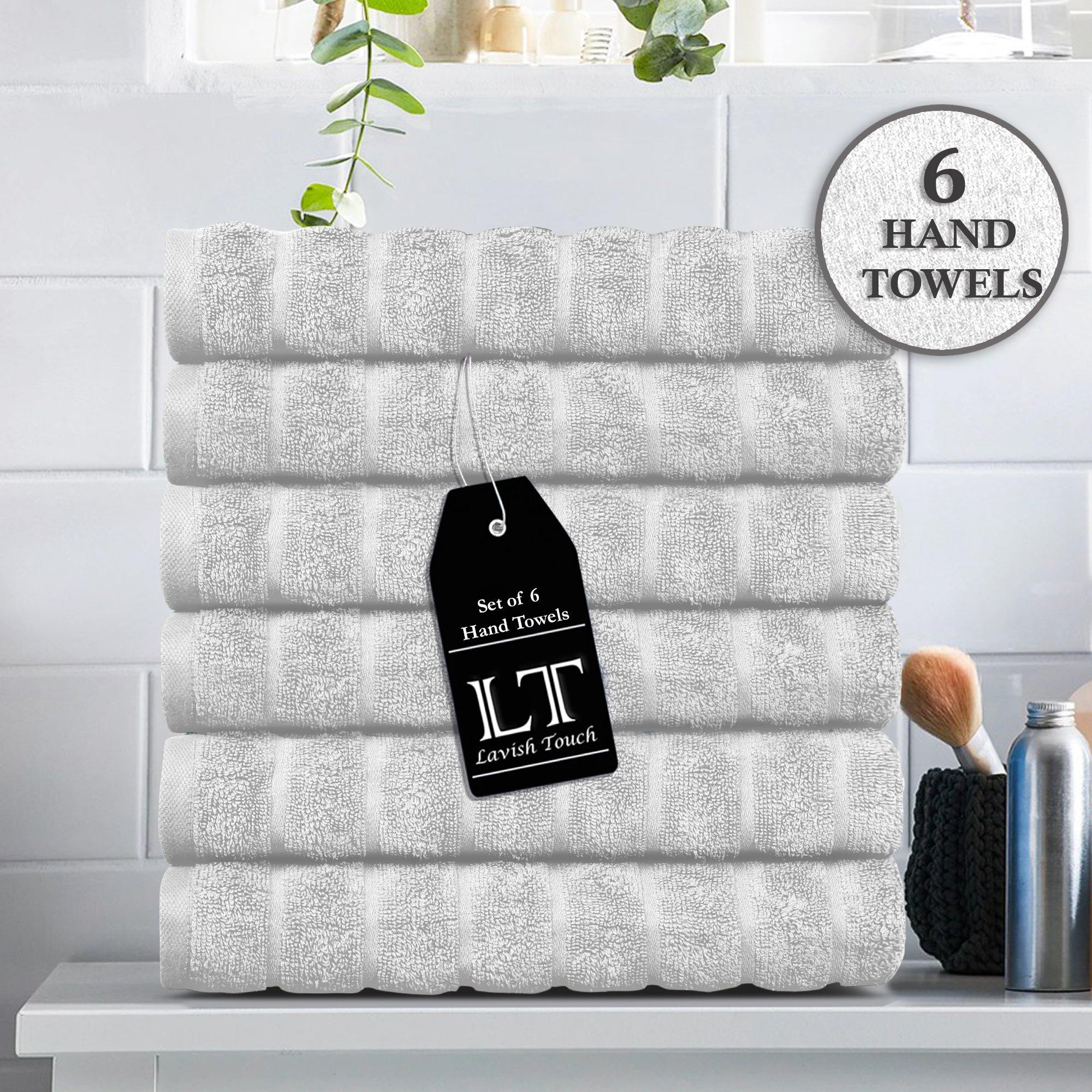 Lavish Touch 100% Cotton 600 GSM Hand Towels 6 Pcs - Zenvias