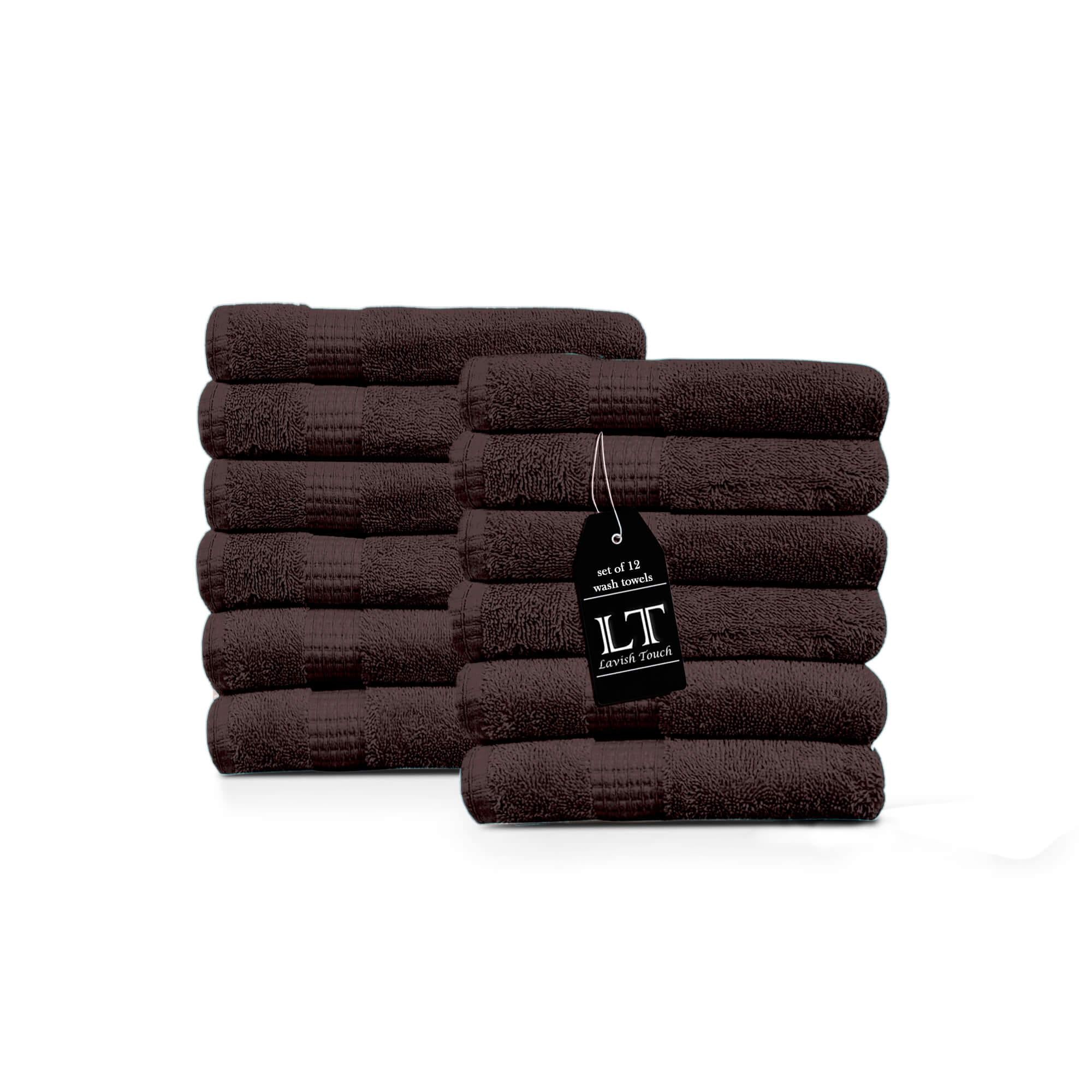 Lavish Touch 100% Cotton 600 GSM Melrose Pack of 12 Wash Towels - Zenvias