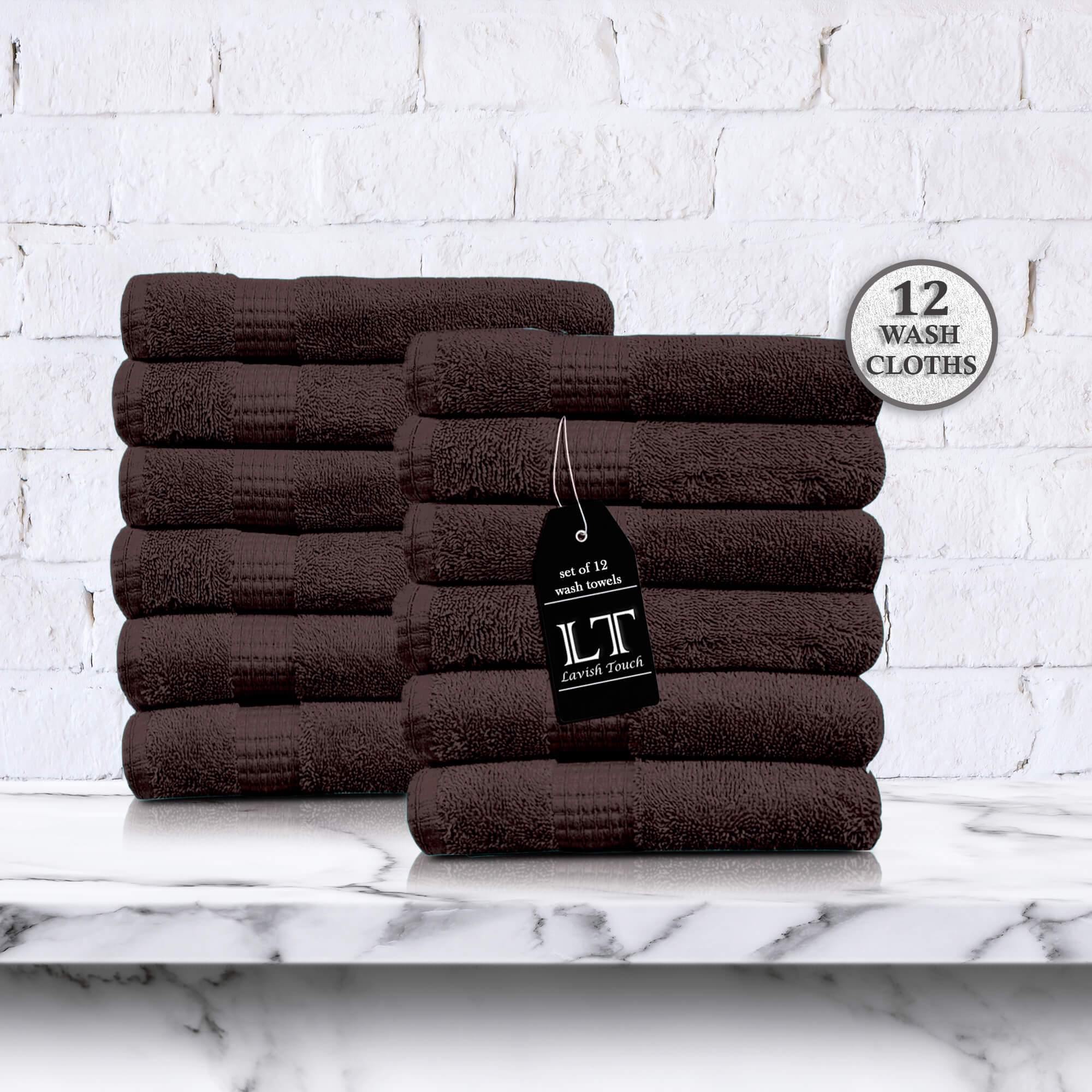 Lavish Touch 100% Cotton 600 GSM Melrose Pack of 12 Wash Towels - Zenvias