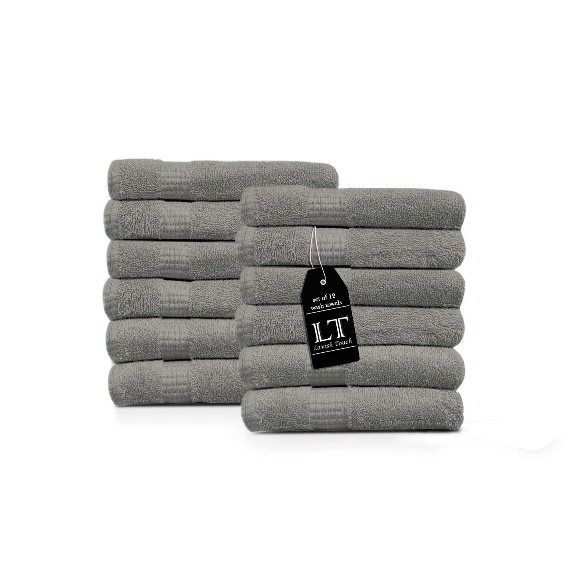 Lavish Touch 100% Cotton 600 GSM Melrose Pack of 12 Wash Towels - Zenvias
