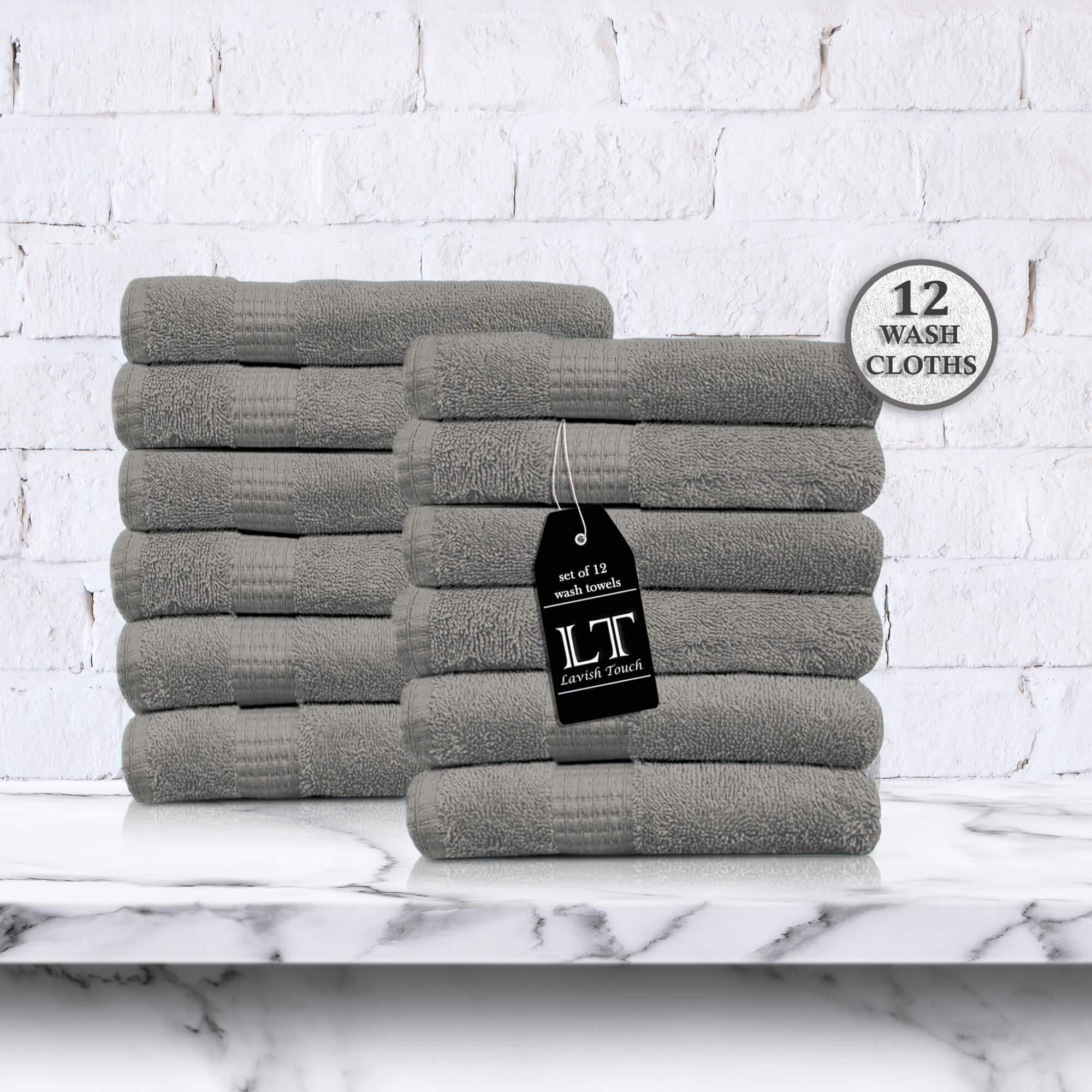 Lavish Touch 100% Cotton 600 GSM Melrose Pack of 12 Wash Towels - Zenvias