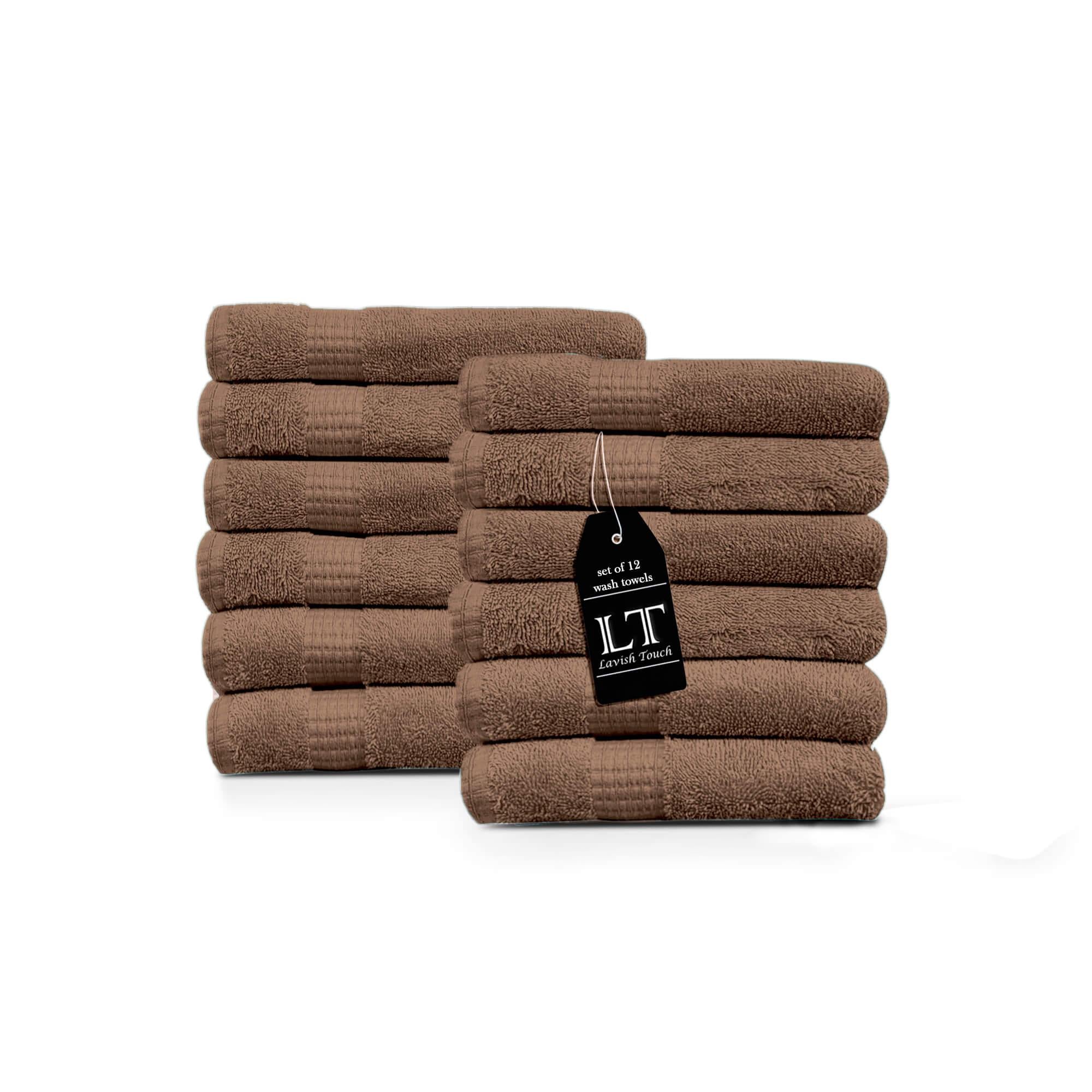 Lavish Touch 100% Cotton 600 GSM Melrose Pack of 12 Wash Towels - Zenvias
