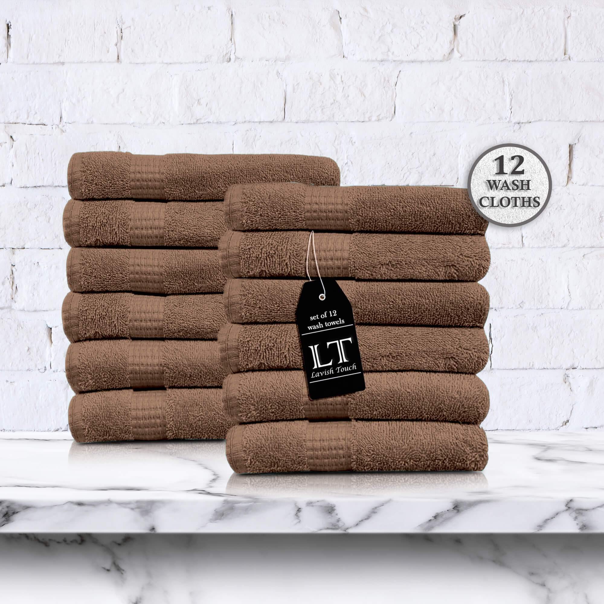 Lavish Touch 100% Cotton 600 GSM Melrose Pack of 12 Wash Towels - Zenvias