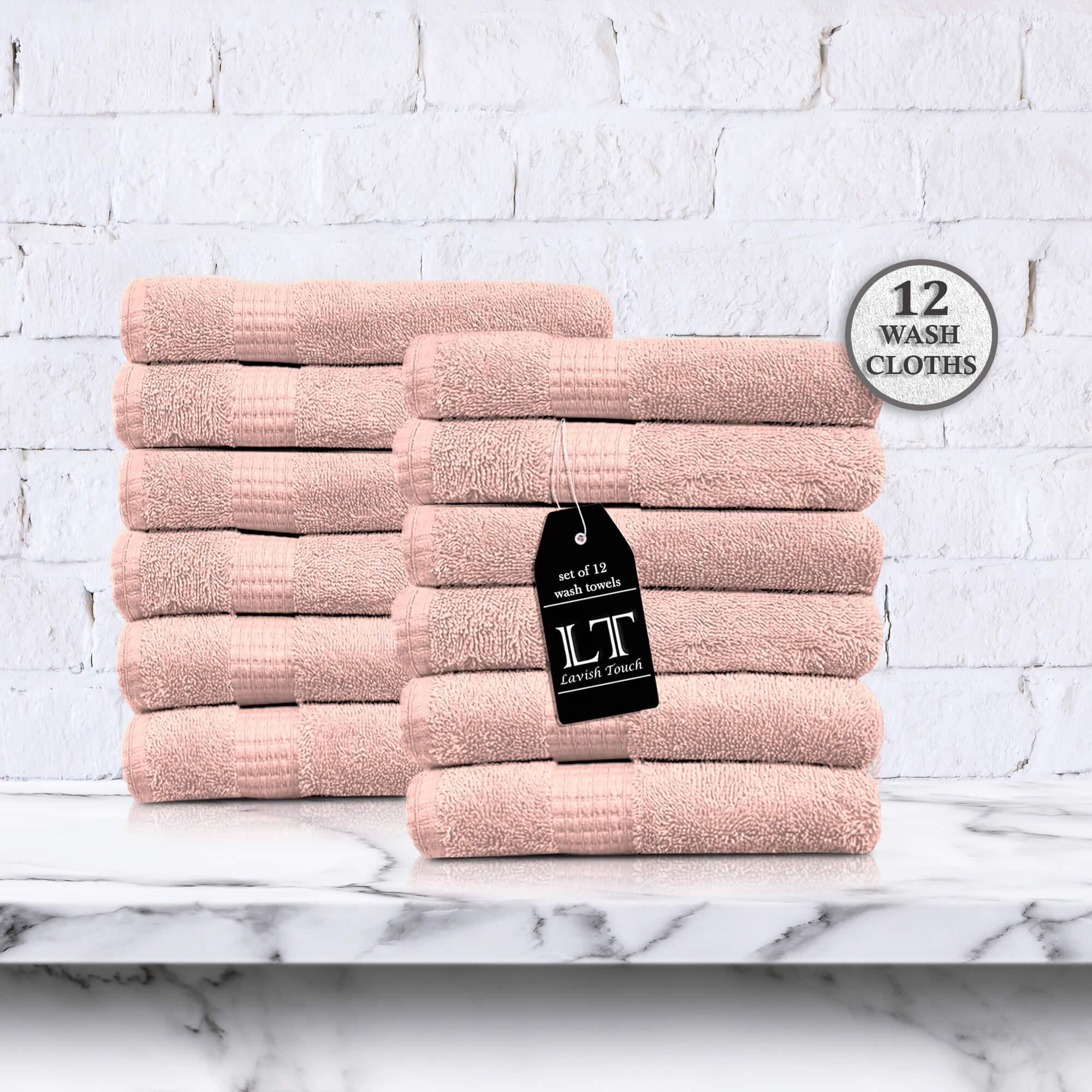 Lavish Touch 100% Cotton 600 GSM Melrose Pack of 12 Wash Towels - Zenvias