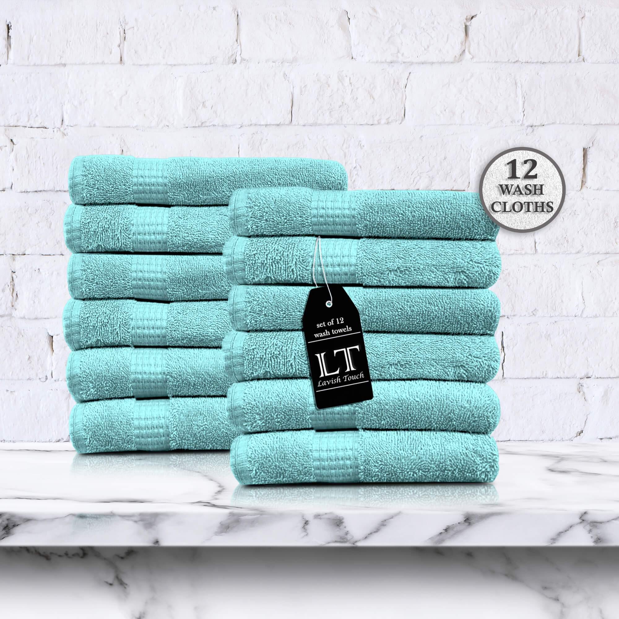Lavish Touch 100% Cotton 600 GSM Melrose Pack of 12 Wash Towels - Zenvias