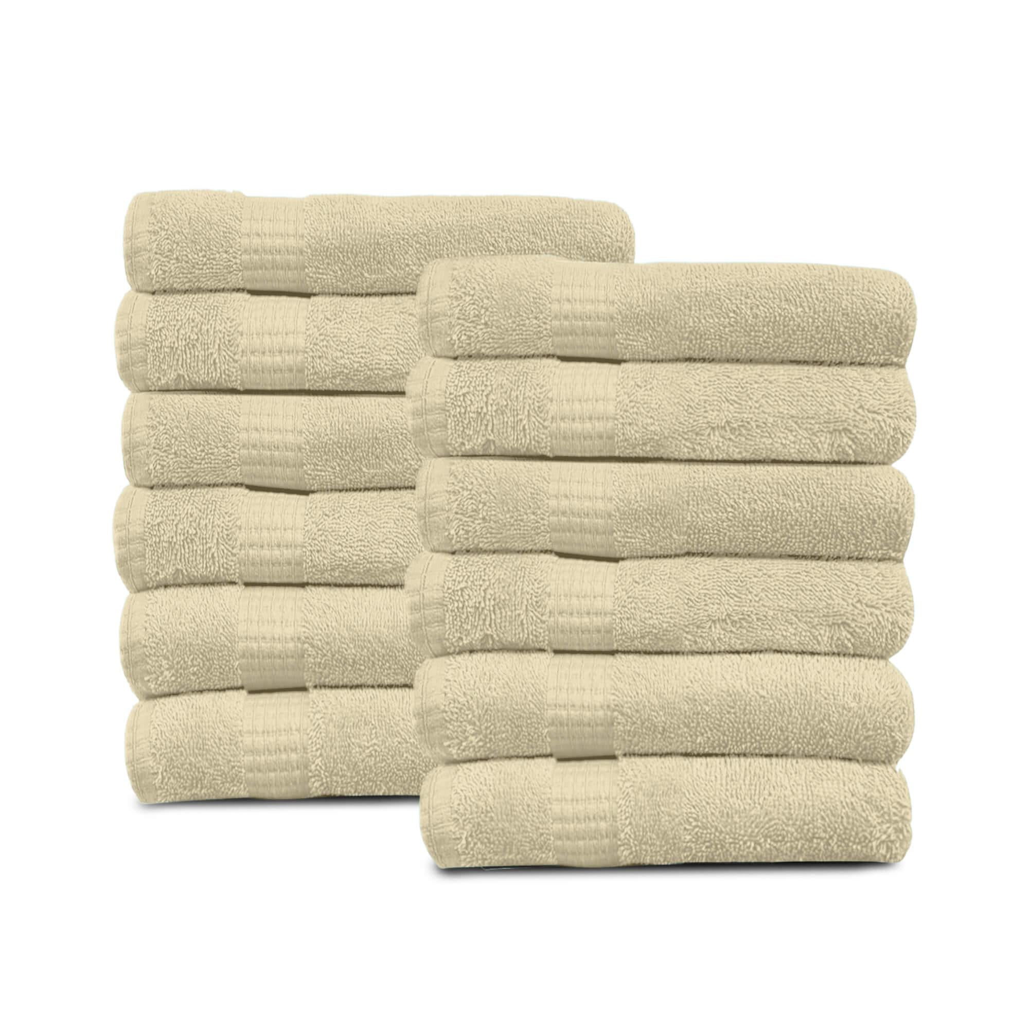 Lavish Touch 100% Cotton 600 GSM Melrose Pack of 12 Wash Towels - Zenvias