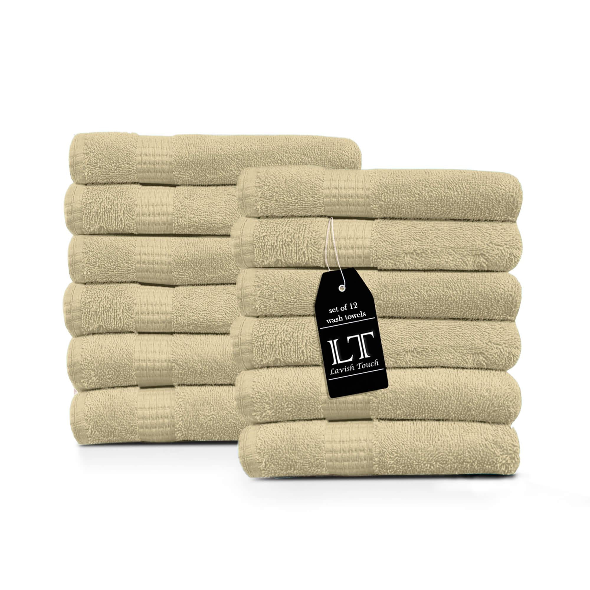 Lavish Touch 100% Cotton 600 GSM Melrose Pack of 12 Wash Towels - Zenvias