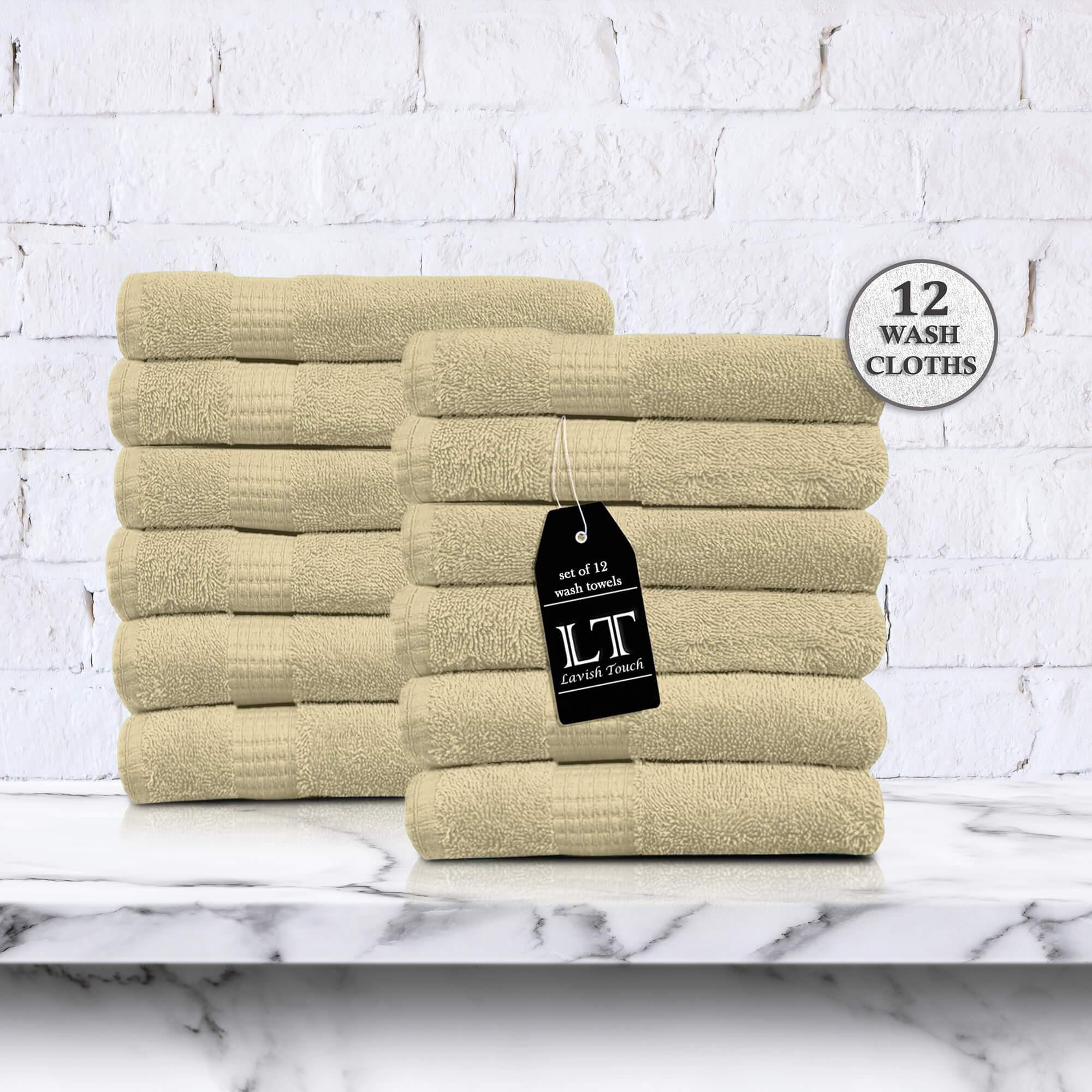Lavish Touch 100% Cotton 600 GSM Melrose Pack of 12 Wash Towels - Zenvias