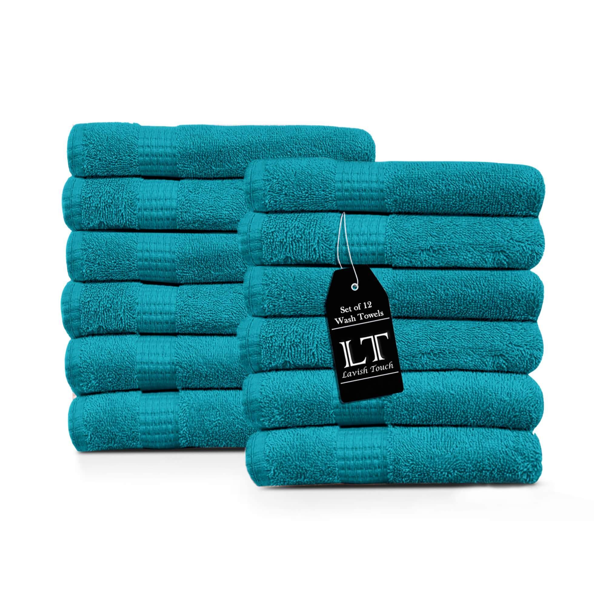 Lavish Touch 100% Cotton 600 GSM Melrose Pack of 12 Wash Towels - Zenvias