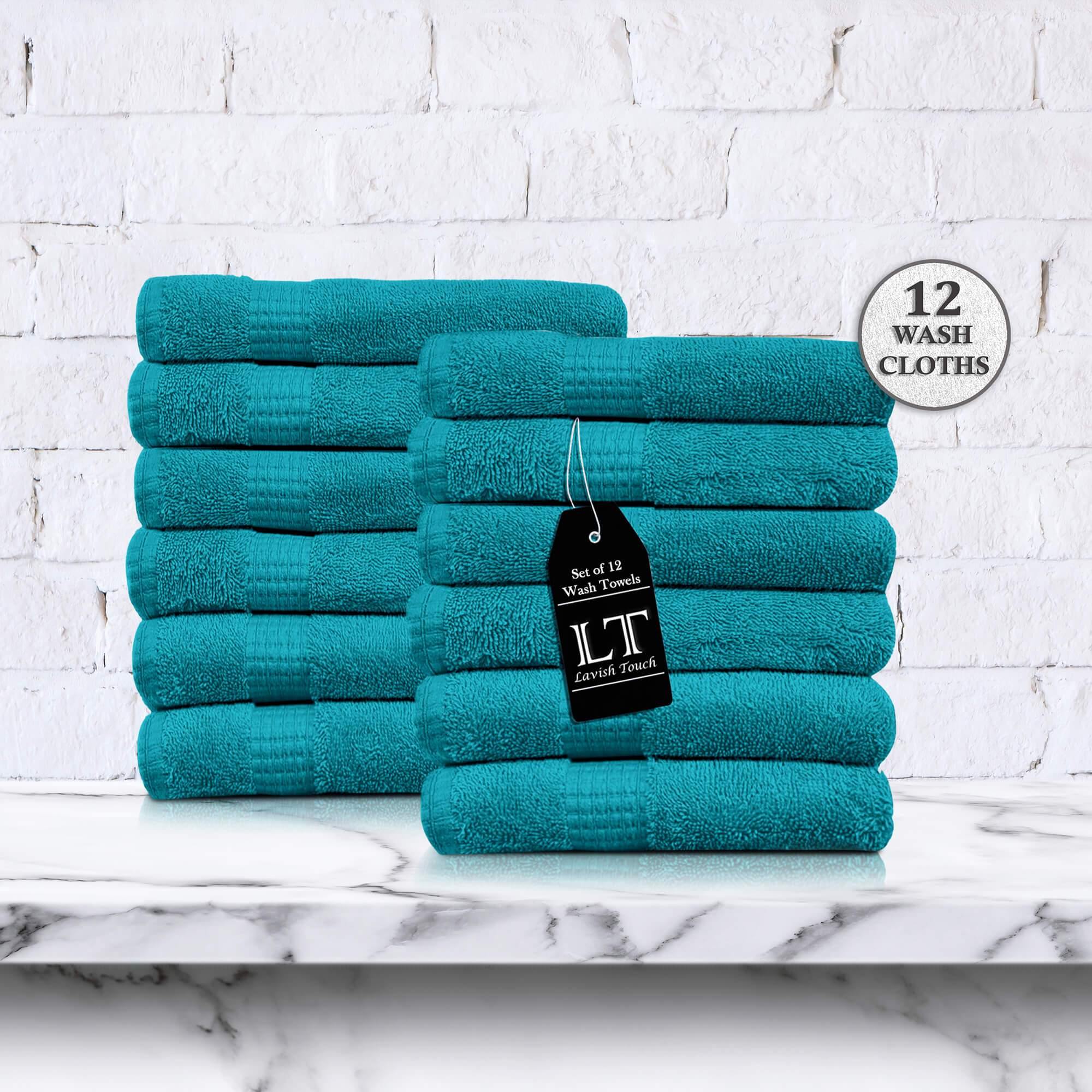 Lavish Touch 100% Cotton 600 GSM Melrose Pack of 12 Wash Towels - Zenvias