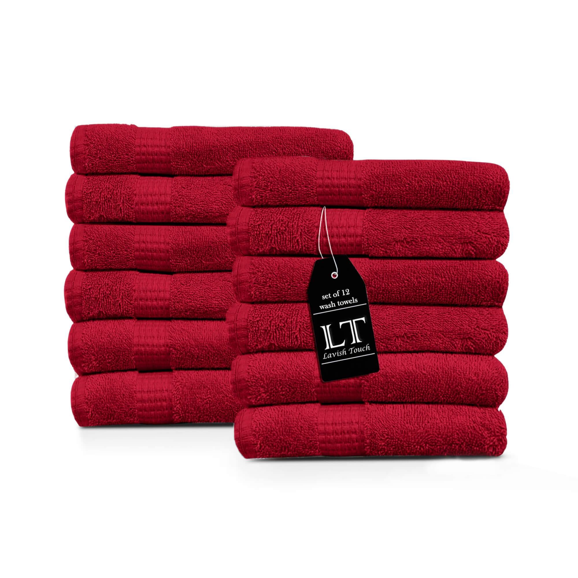 Lavish Touch 100% Cotton 600 GSM Melrose Pack of 12 Wash Towels - Zenvias