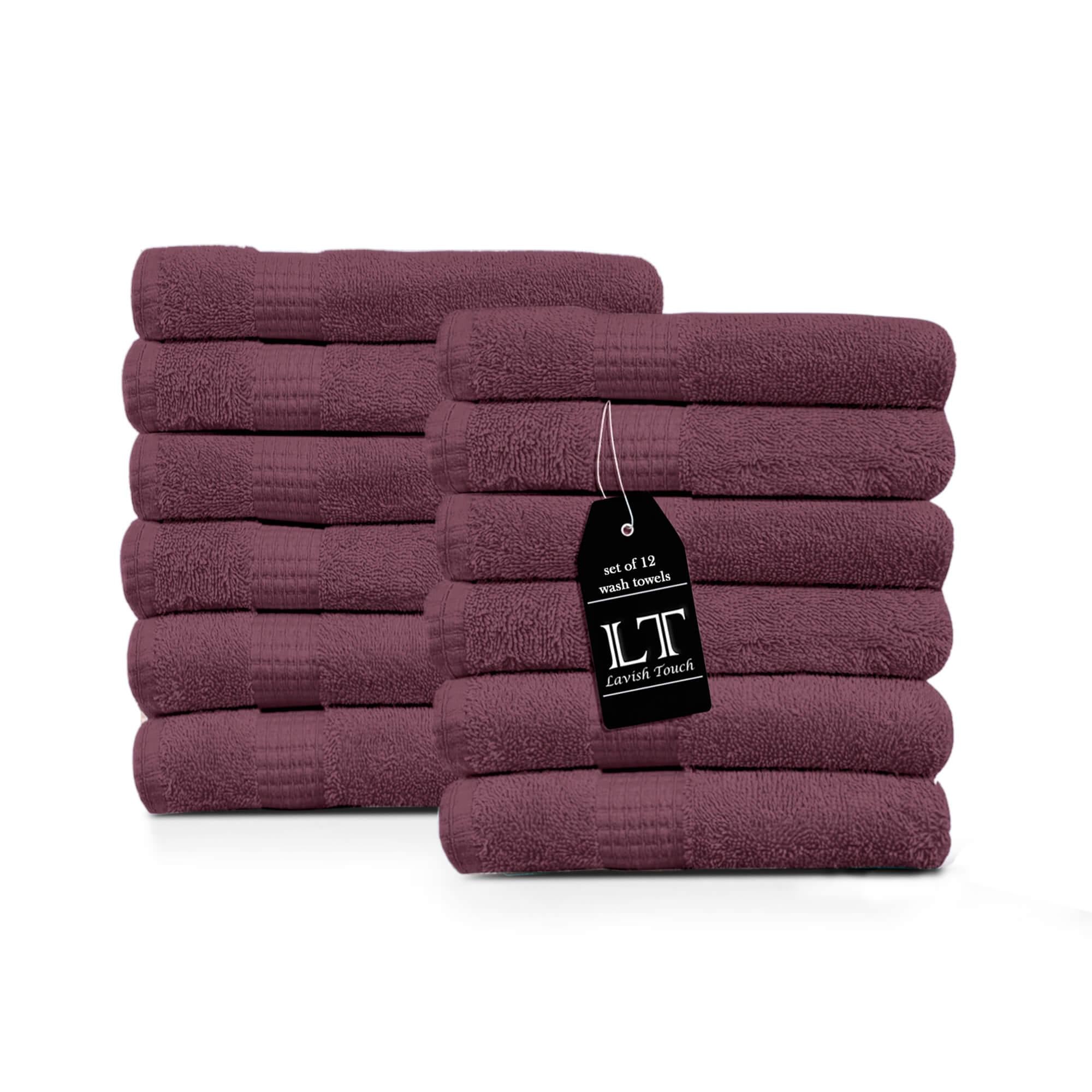 Lavish Touch 100% Cotton 600 GSM Melrose Pack of 12 Wash Towels - Zenvias